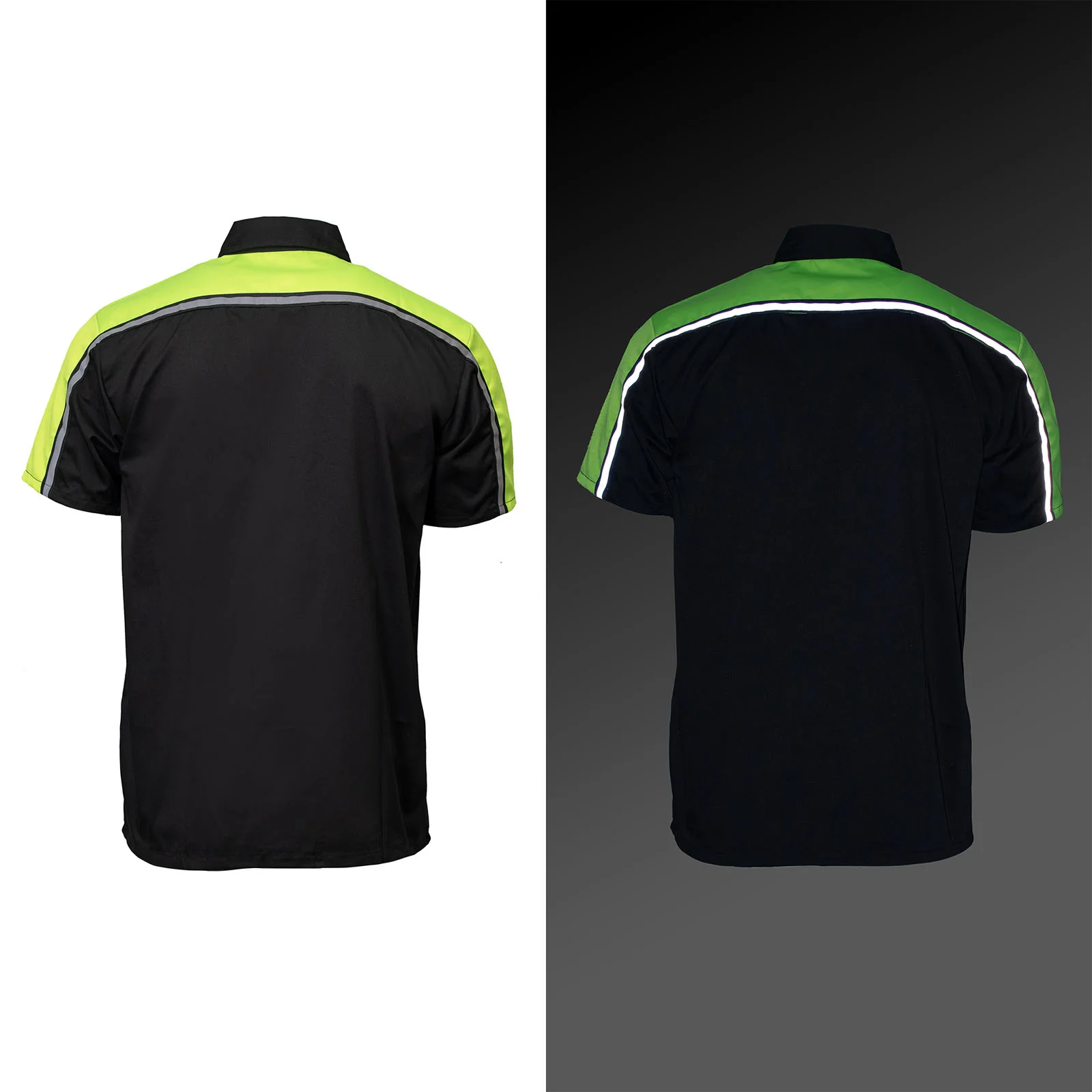 Milwaukee Motorcycle Clothing Co. Men’s Blk/Green Mechanic Work Shirt – w / Reflective Strip, Rider‑Built MDM11604 - Image 8