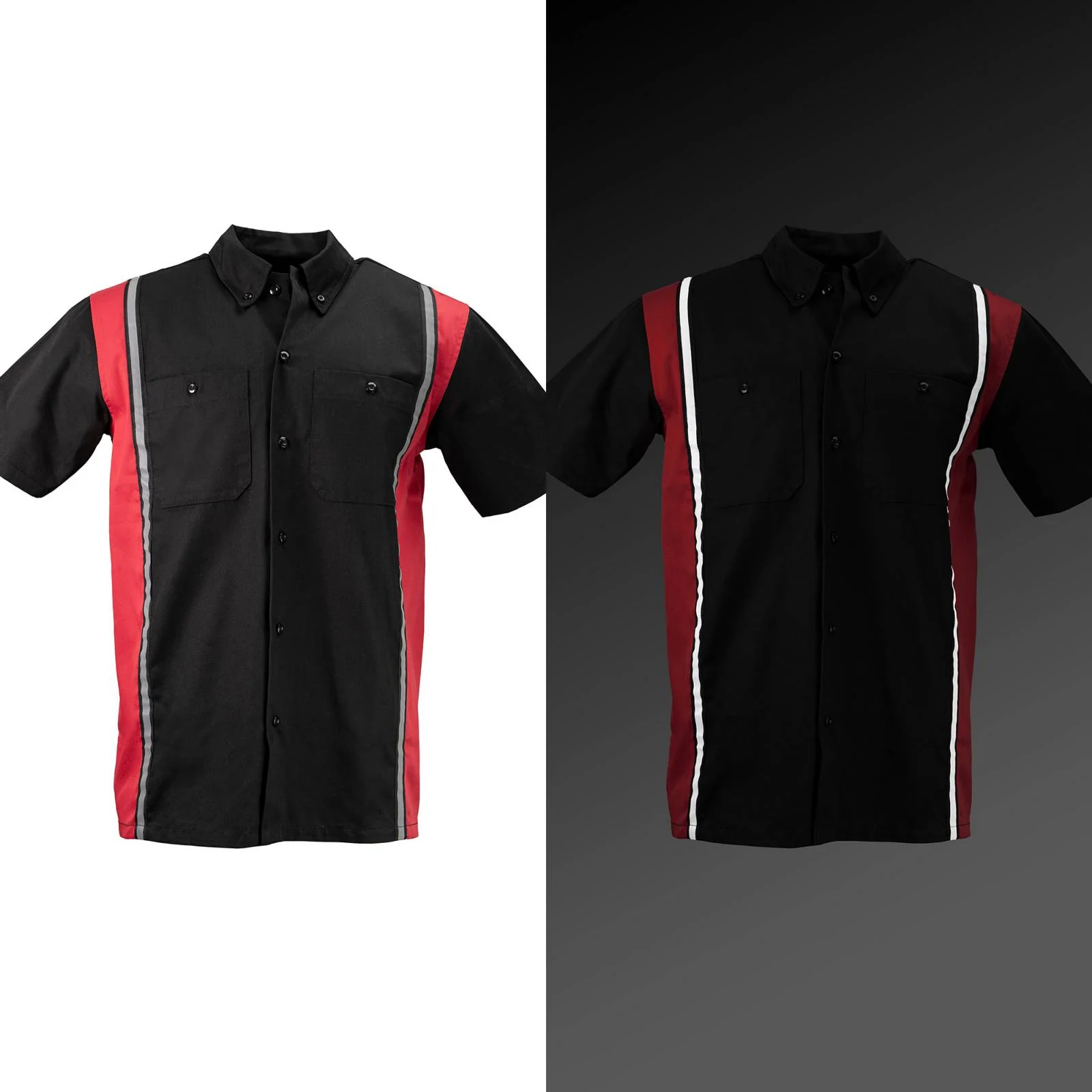 Milwaukee Motorcycle Clothing Co. Men’s Blk/Red Mechanic Work Shirt – w / Reflective Strip, Rider‑Built MDM11607 - Image 2
