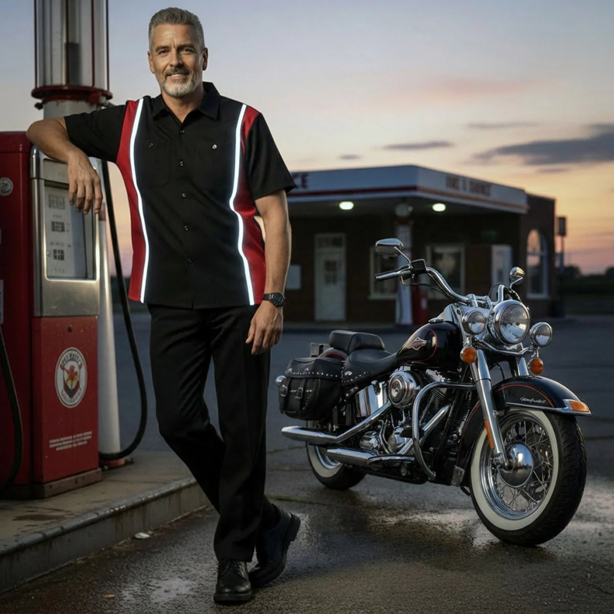Milwaukee Motorcycle Clothing Co. Men’s Blk/Red Mechanic Work Shirt – w / Reflective Strip, Rider‑Built MDM11607 - Image 5