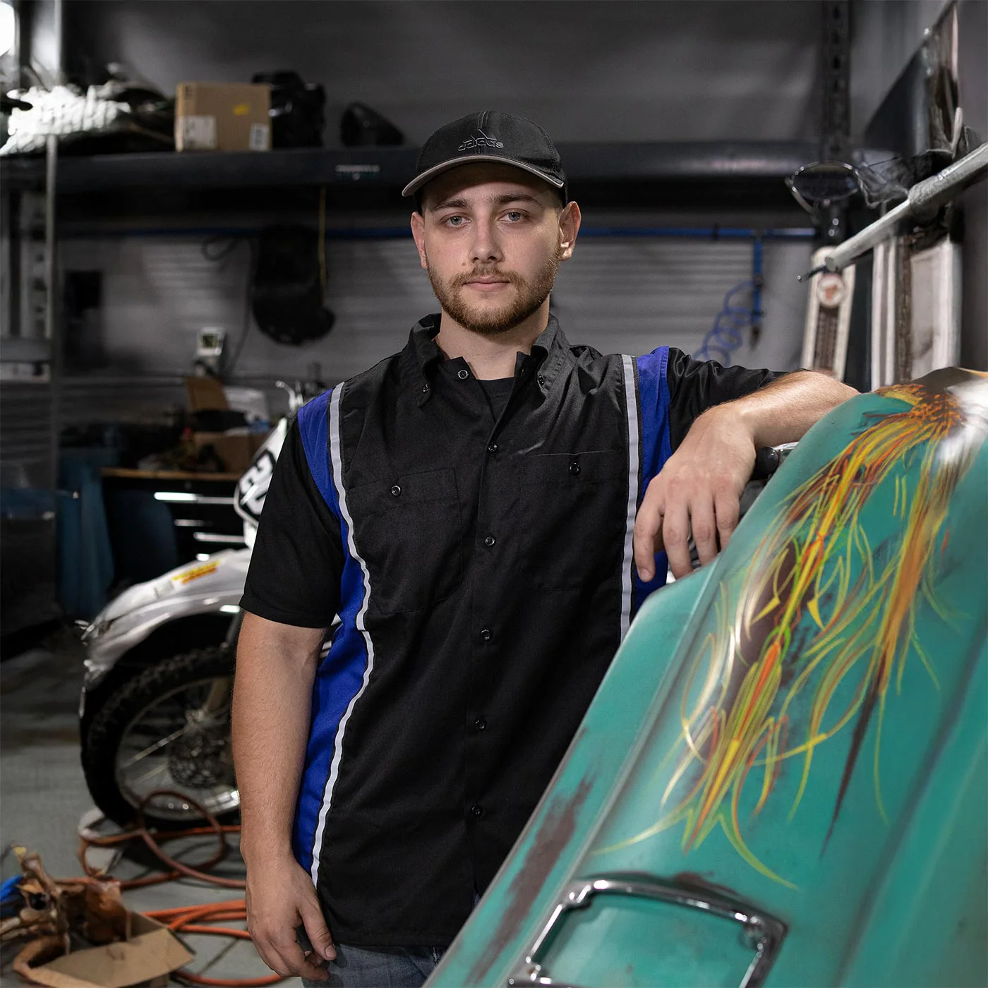 Milwaukee Motorcycle Clothing Co. Men’s Blk/Blue Mechanic Work Shirt – w / Reflective Strip, Rider‑Built MDM11609 - Image 2