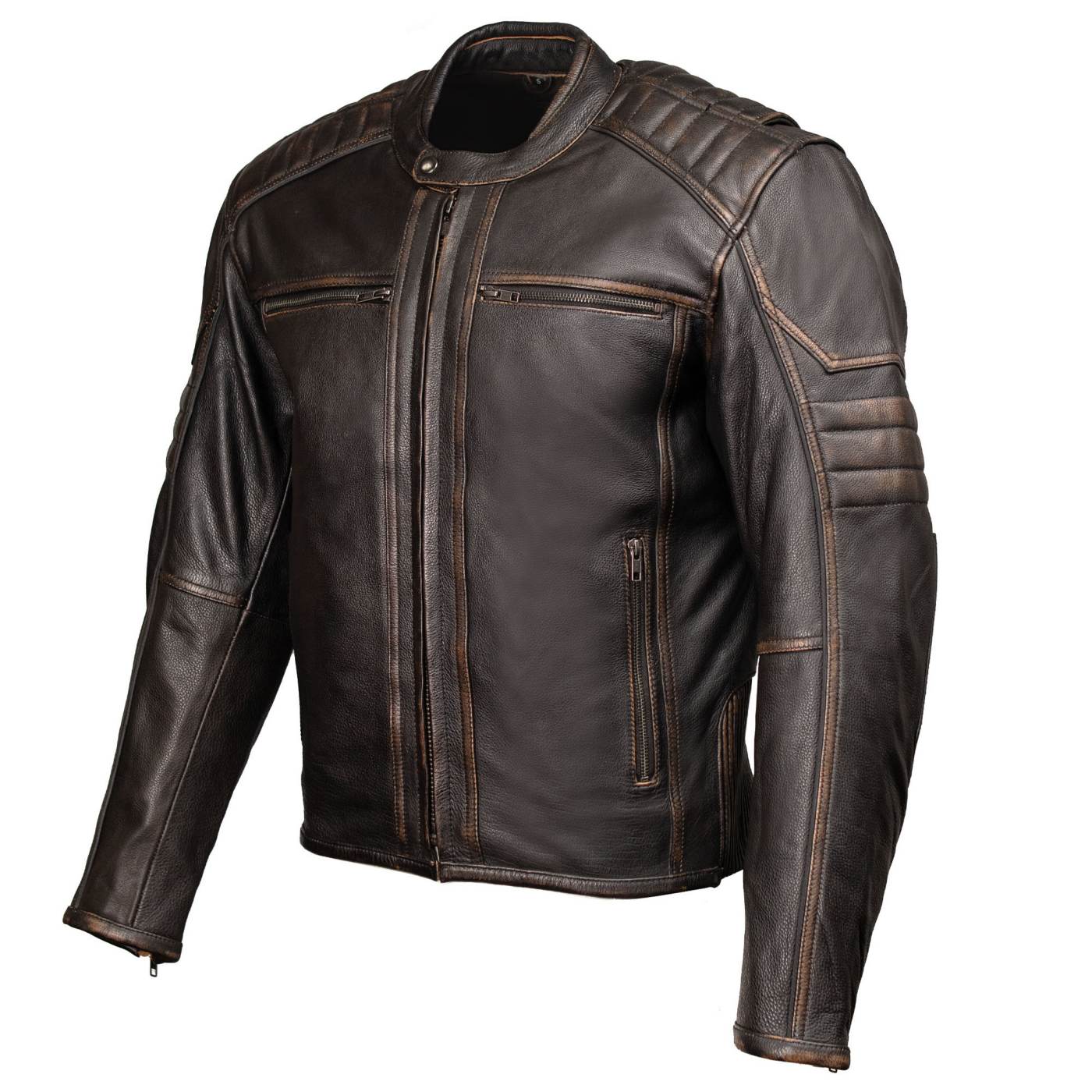 Milwaukee Motorcycle Clothing Co. Men's Anarchy Scooter Style Vintage Brown Premium Leather Riding Jacket MMC10004 - Image 17