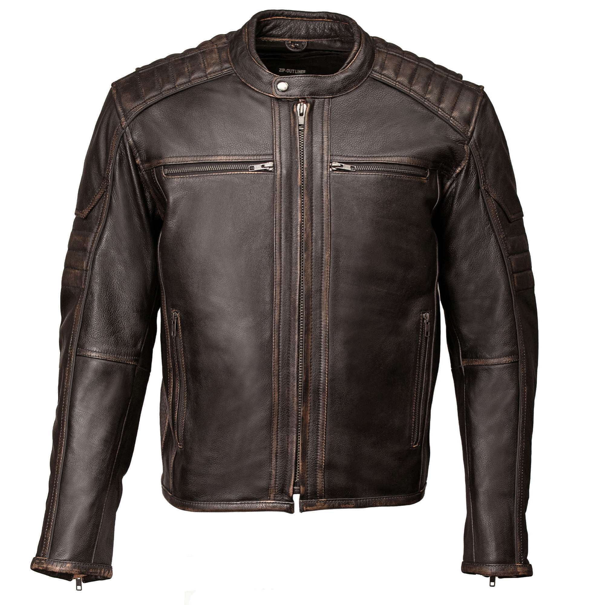 Milwaukee Motorcycle Clothing Co. Men's Anarchy Scooter Style Vintage Brown Premium Leather Riding Jacket MMC10004 - Image 18