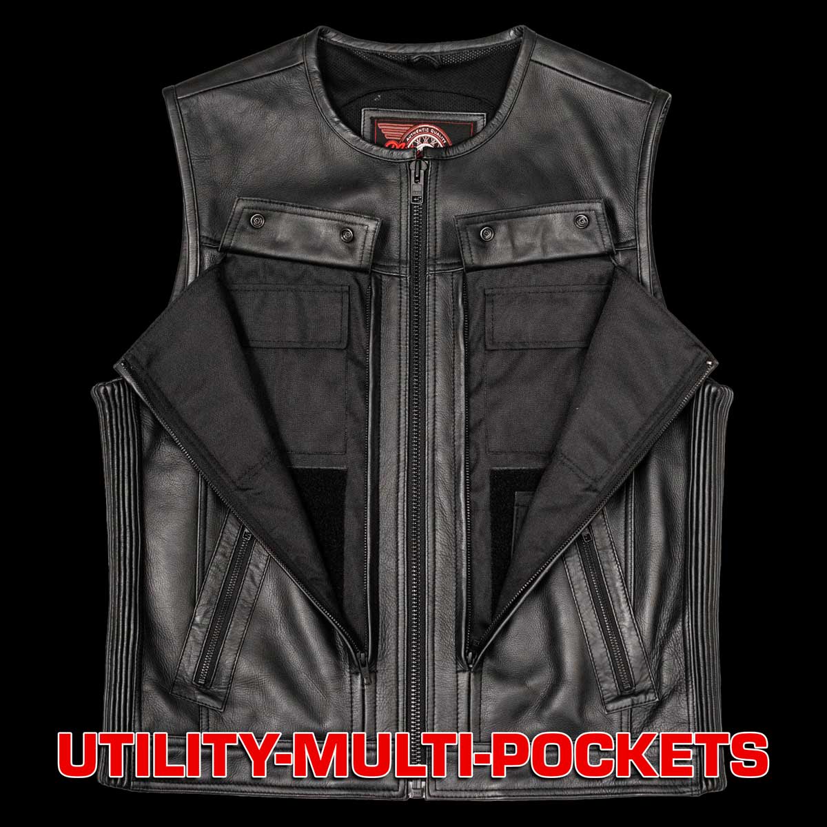 Milwaukee Motorcycle Clothing Co. Men's Quick-Draw Stylesh Premium Black Leather MC Biker Vest MMC30001 - Image 11