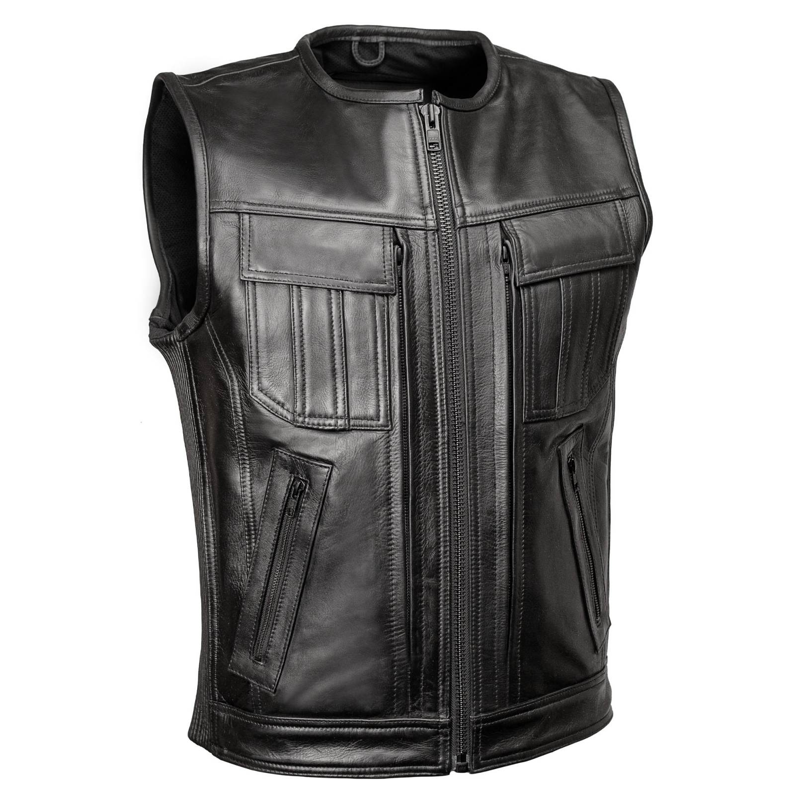 Milwaukee Motorcycle Clothing Co. Men's Quick-Draw Stylesh Premium Black Leather MC Biker Vest MMC30001 - Image 13