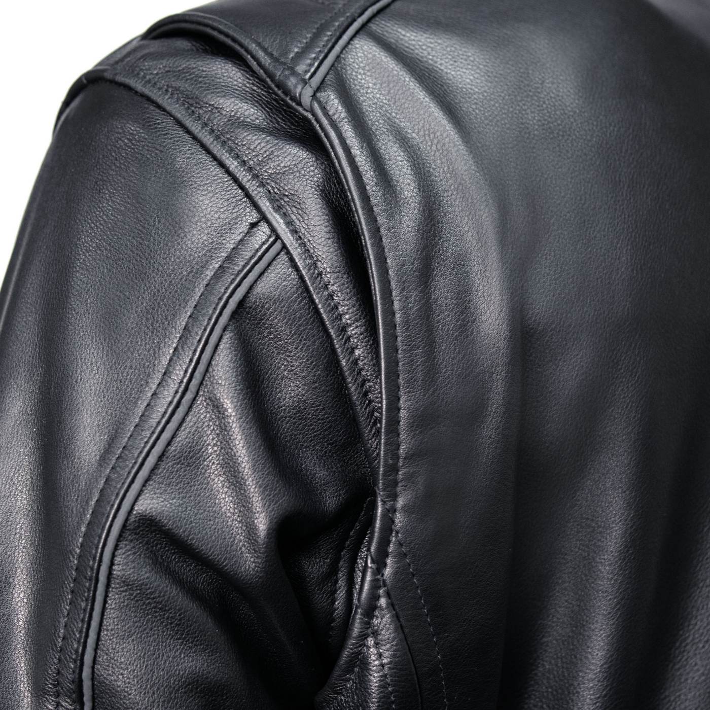 Milwaukee Motorcycle Clothing Co. Men's Top-Spot Scooter Style Black Leather Jacket w/  Reflective Piping MMC10007 - Image 8
