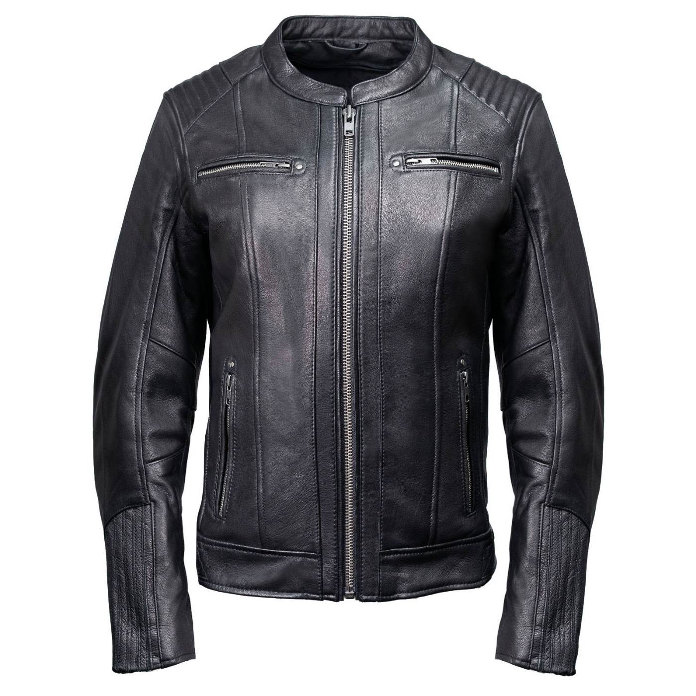 Milwaukee Motorcycle Clothing Co. Women’s Rebel Scooter Style Black Leather Biker Jacket w/ Mandarin Collar MMC20002 - Image 13
