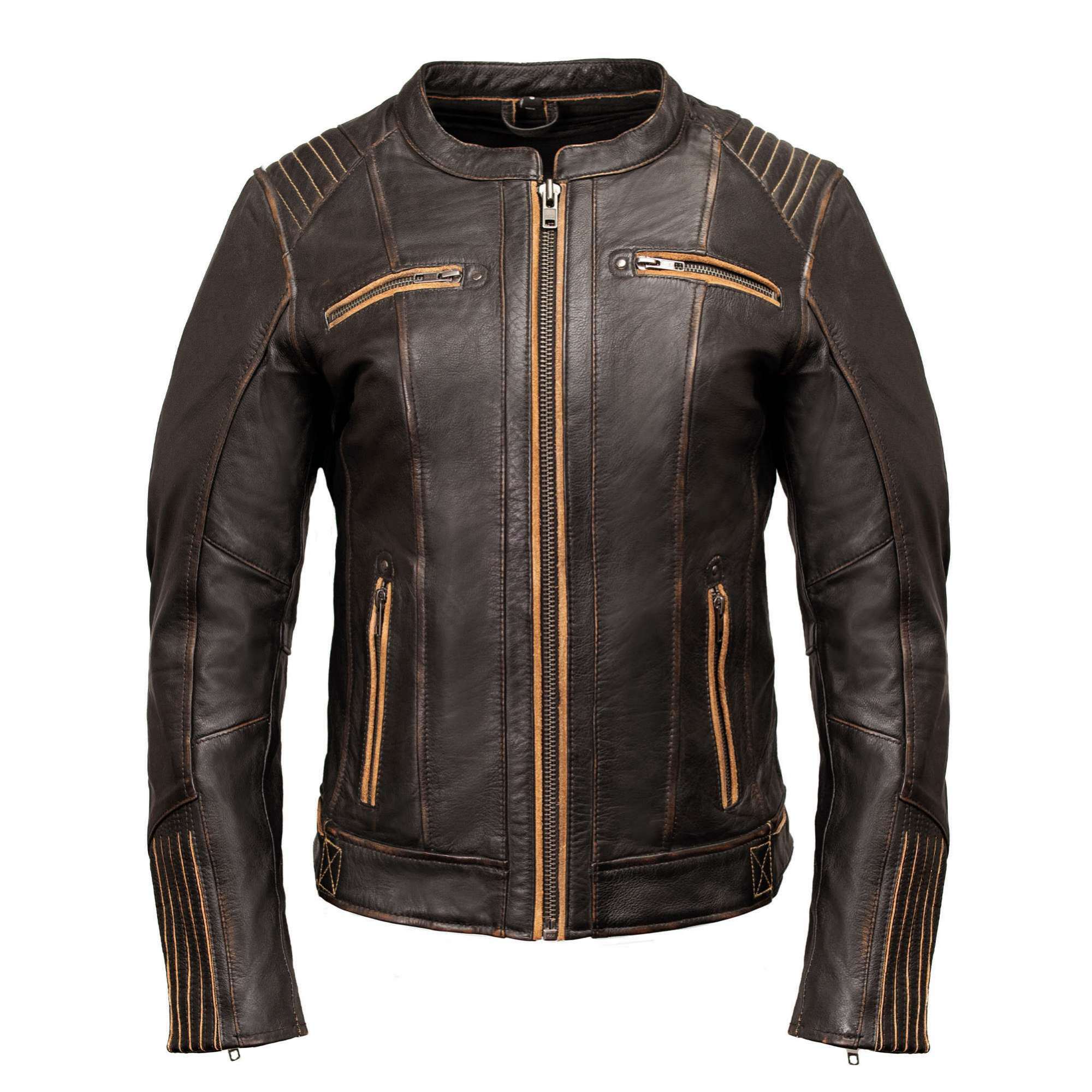 Milwaukee Motorcycle Clothing Co. Women’s Rebel Scooter Style Vinage Brown Leather Jacket w/ Mandarin Collar MMC20003 - Image 13