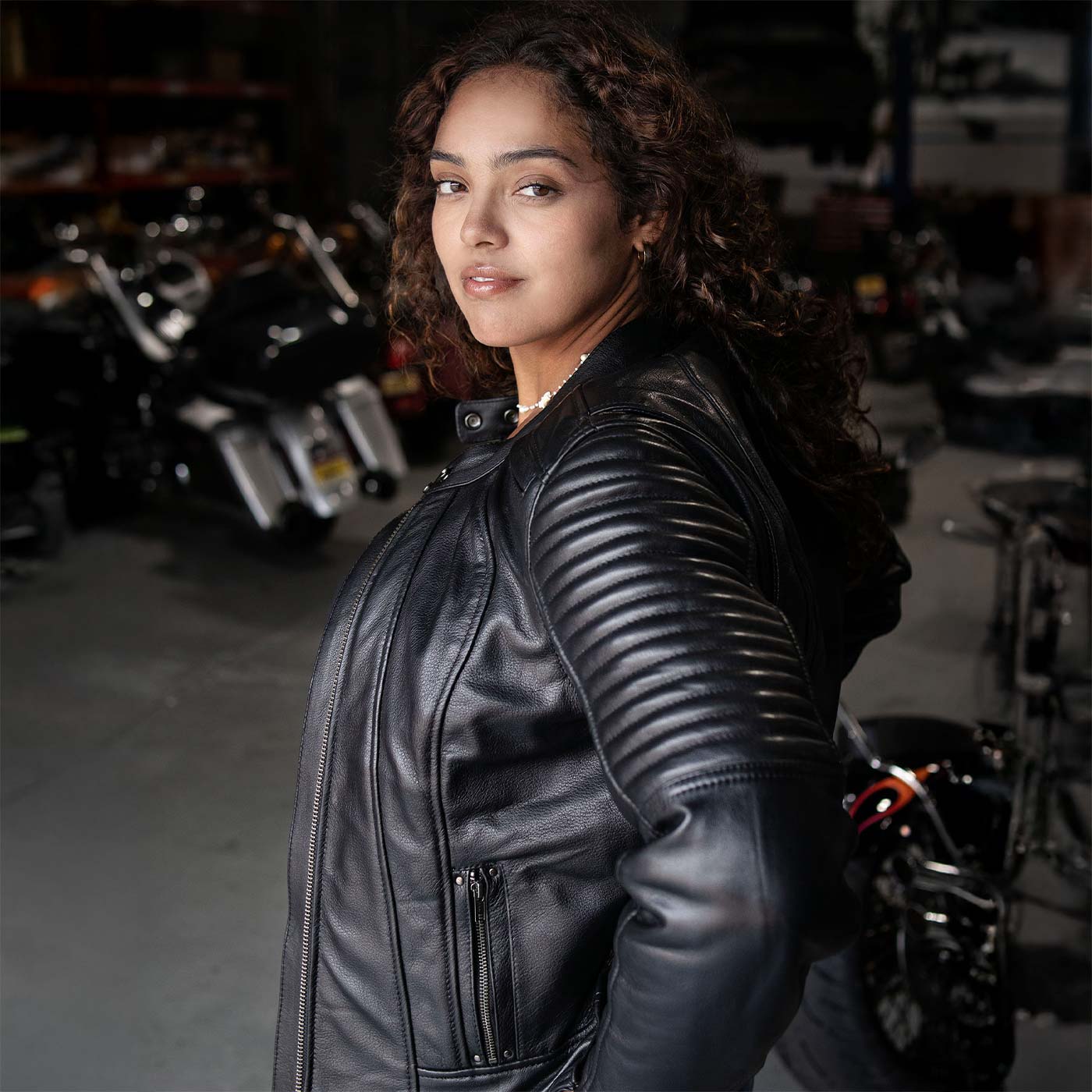 Milwaukee Motorcycle Clothing Co. Women's Foxy Scooter Style Black Premium Leather Jacket w/ Mandarin Collar MMC20000 - Image 6