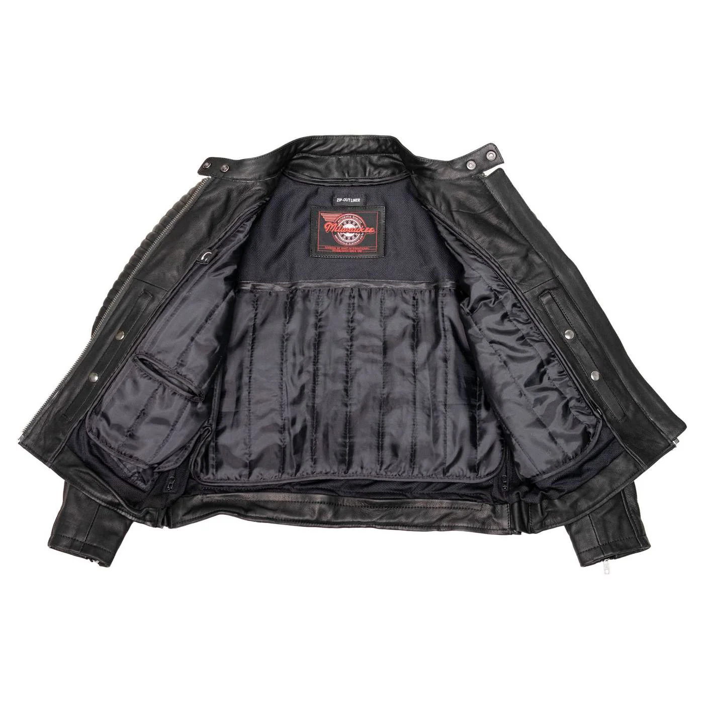 Milwaukee Motorcycle Clothing Co. Women's Foxy Scooter Style Black Premium Leather Jacket w/ Mandarin Collar MMC20000 - Image 7