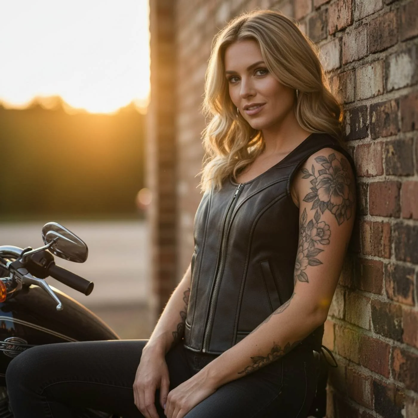 Milwaukee Motorcycle Clothing Co. Women's Rave Black Premium Leather Deep Neck Side Lace Vest MMC40000 - Image 2