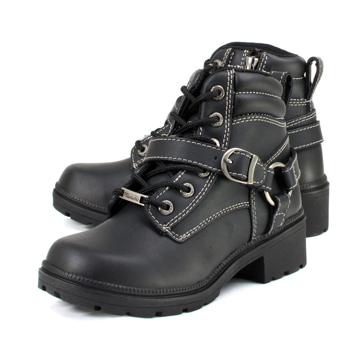 Milwaukee Motorcycle Clothing Company MB228 Paragon Leather Women's Black Motorcycle Boots - Image 10
