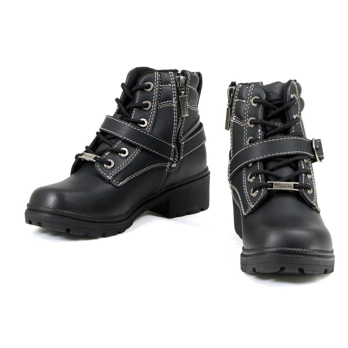 Milwaukee Motorcycle Clothing Company MB228 Paragon Leather Women's Black Motorcycle Boots - Image 3