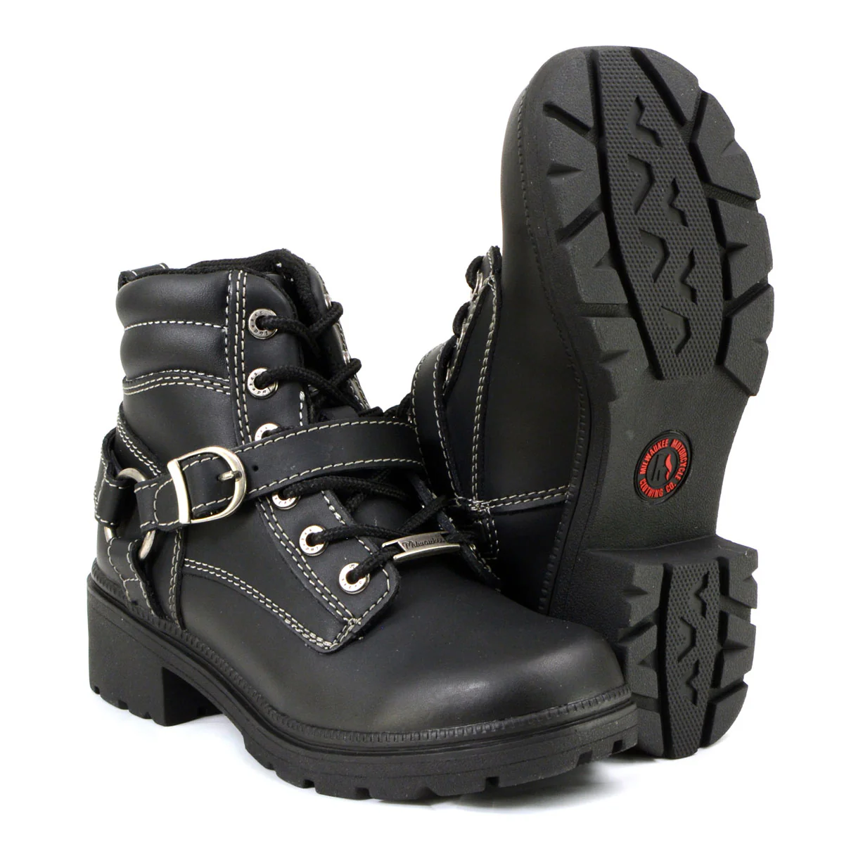 Milwaukee Motorcycle Clothing Company MB228 Paragon Leather Women's Black Motorcycle Boots - Image 8