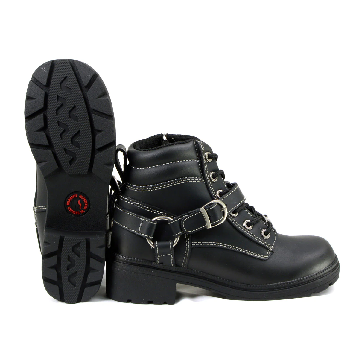 Milwaukee Motorcycle Clothing Company MB228 Paragon Leather Women's Black Motorcycle Boots - Image 9