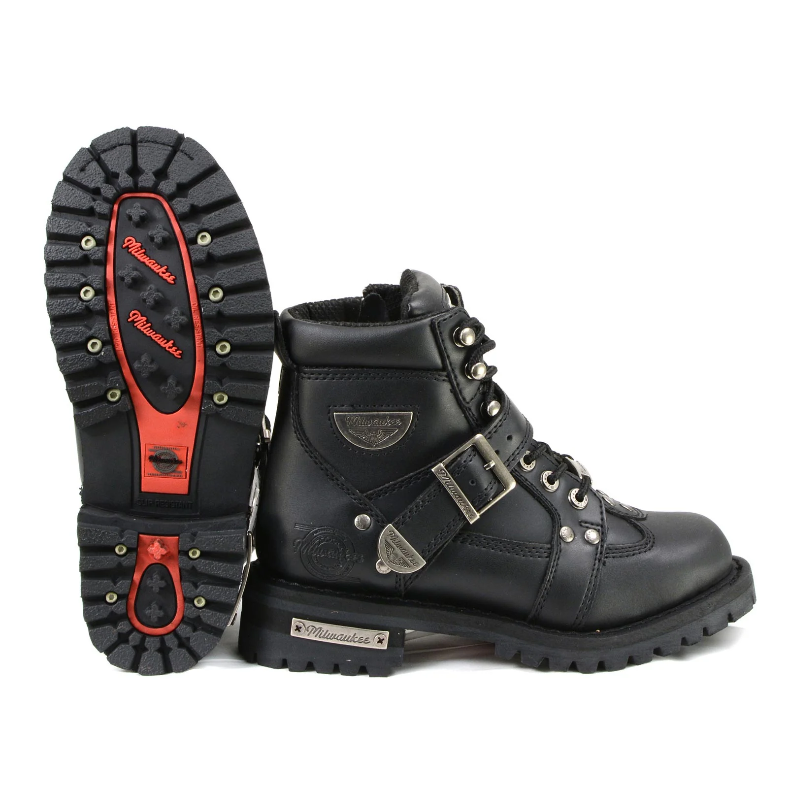 Milwaukee Motorcycle Clothing Company MB233 Road Captain Leather Women's Black Motorcycle Boots - Image 9