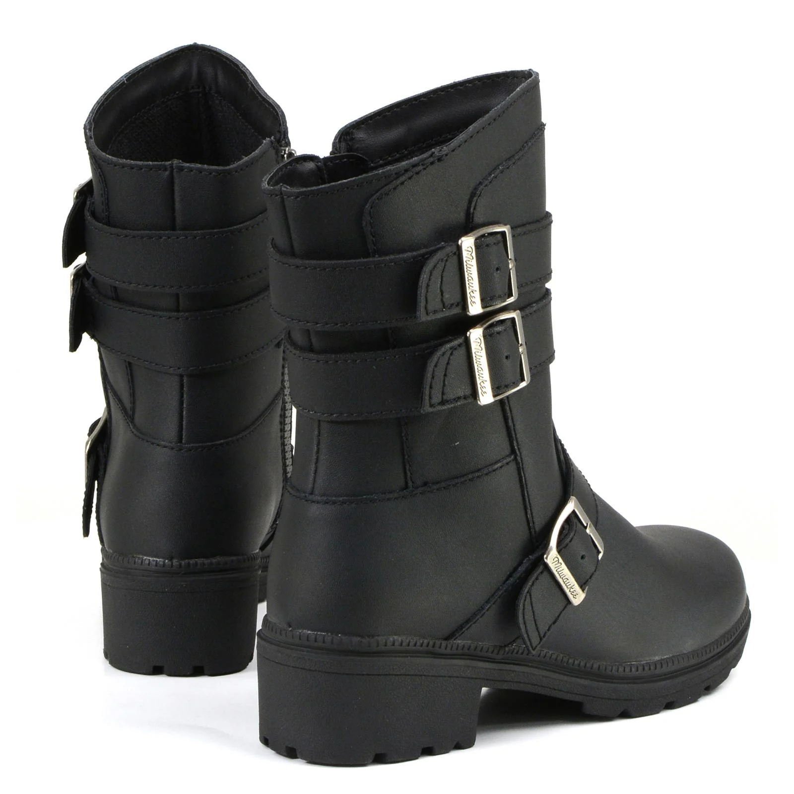 Milwaukee Motorcycle Clothing Company MB253 Cameo Leather Women's Black Motorcycle Boots - Image 6