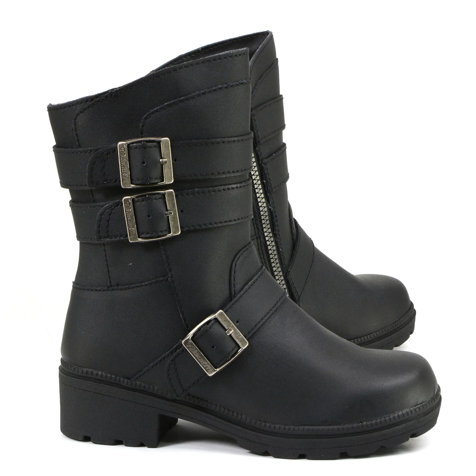 Milwaukee Motorcycle Clothing Company MB253 Cameo Leather Women's Black Motorcycle Boots - Image 7