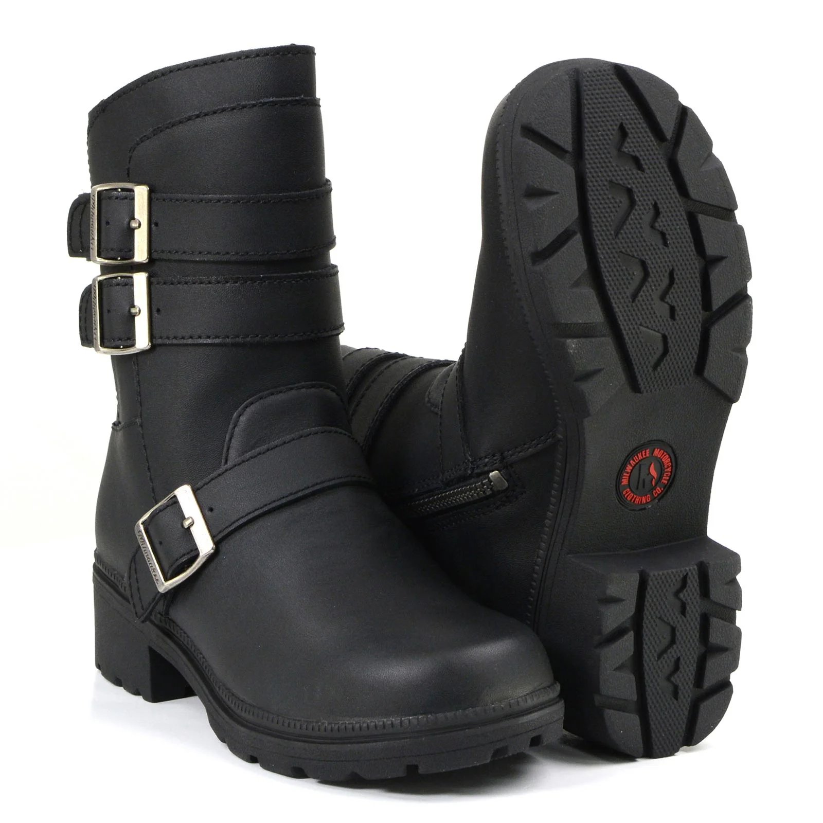 Milwaukee Motorcycle Clothing Company MB253 Cameo Leather Women's Black Motorcycle Boots - Image 8