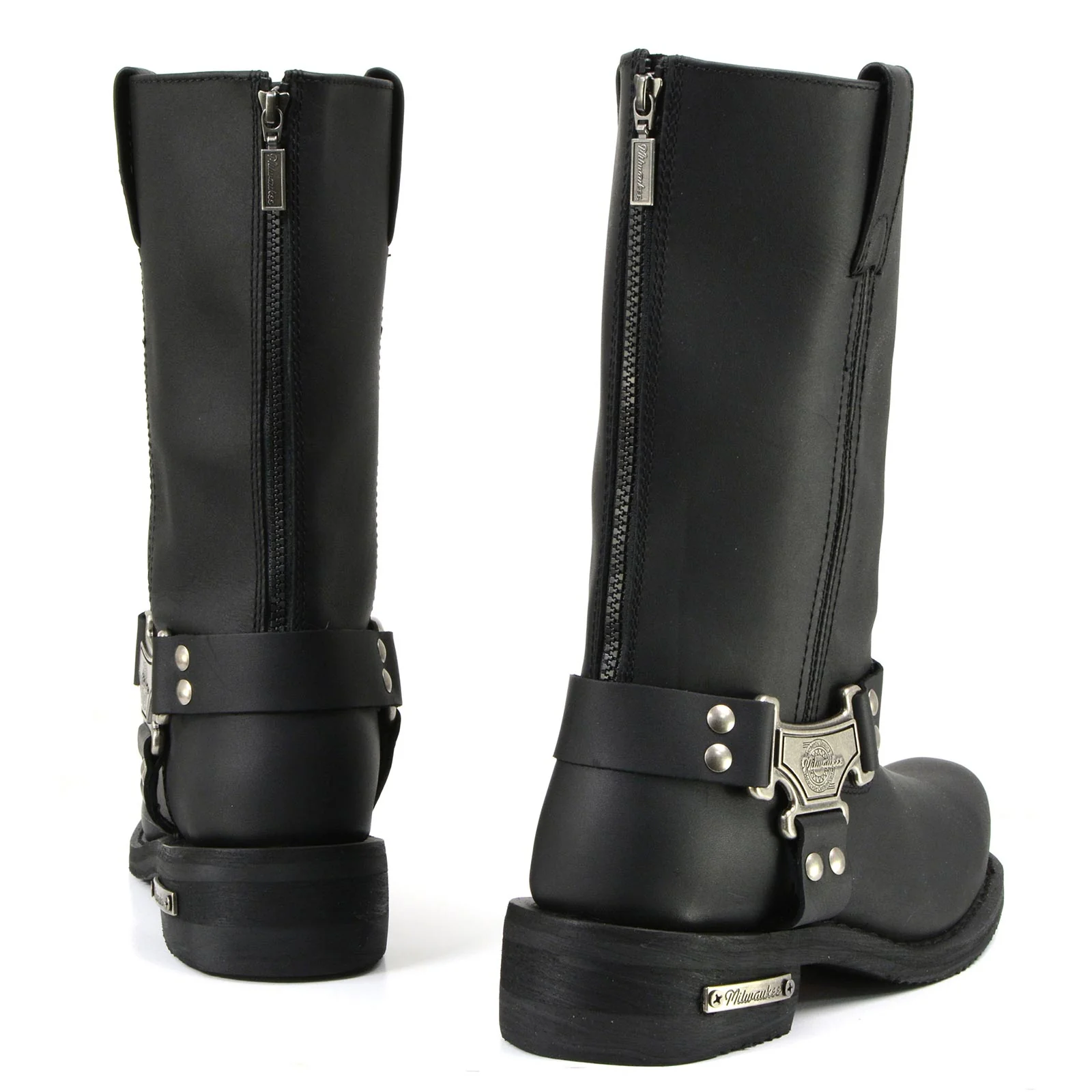 Milwaukee Motorcycle Clothing Company MB410 Men's Black Classic Harness Motorcycle Leather Boots - Image 22