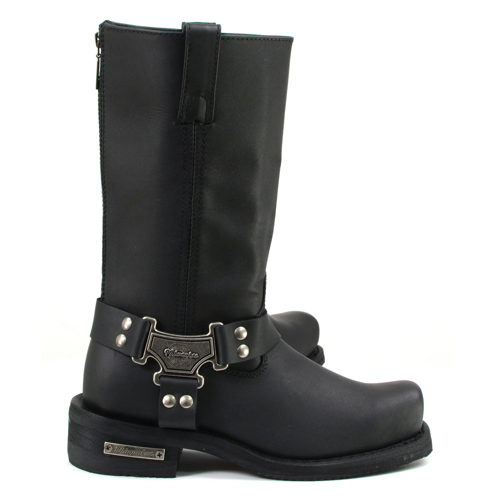 Milwaukee Motorcycle Clothing Company MB410 Men's Black Classic Harness Motorcycle Leather Boots - Image 7