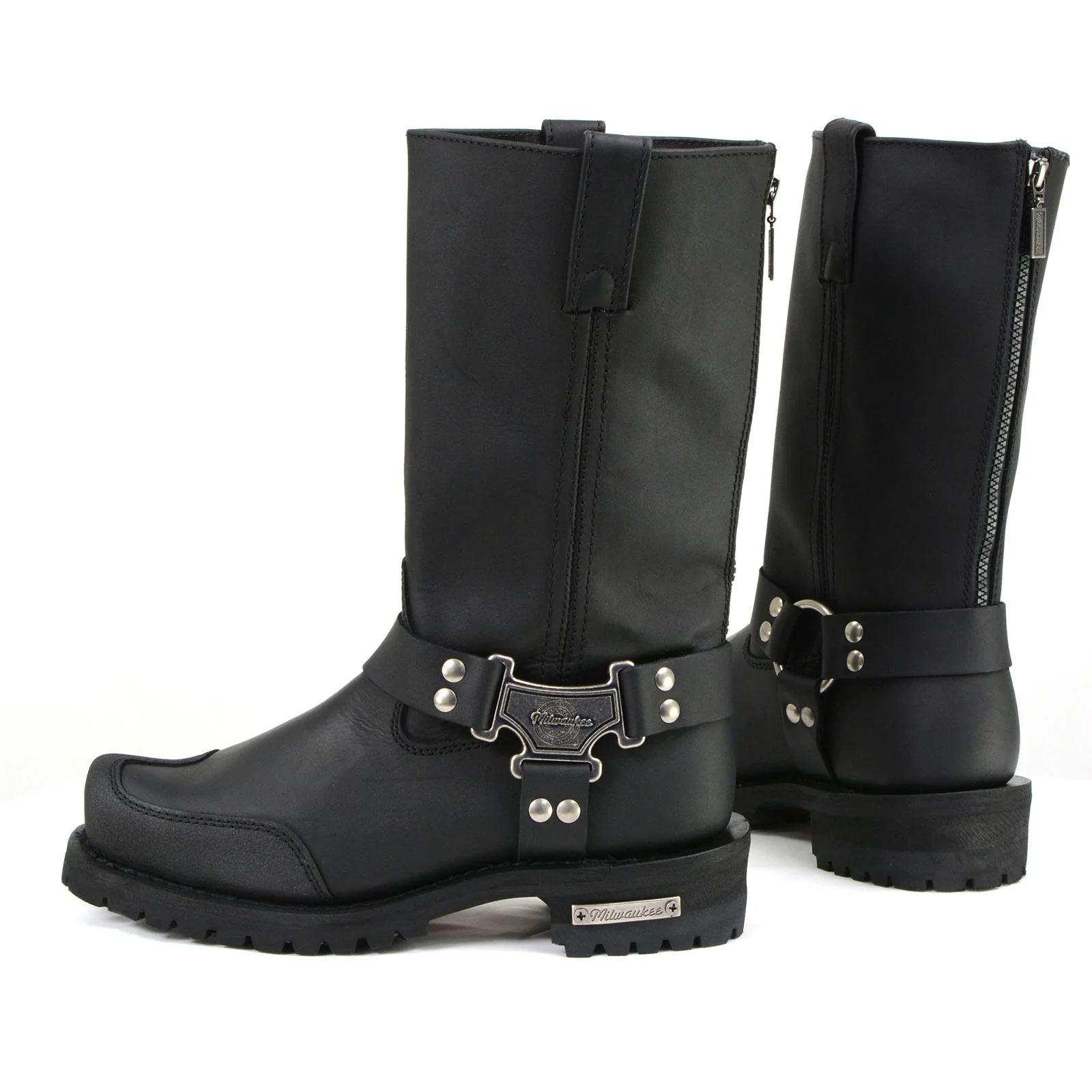 Milwaukee Motorcycle Clothing Company MB411 Men's Black Drag Harness Motorcycle Leather Boots - Image 4