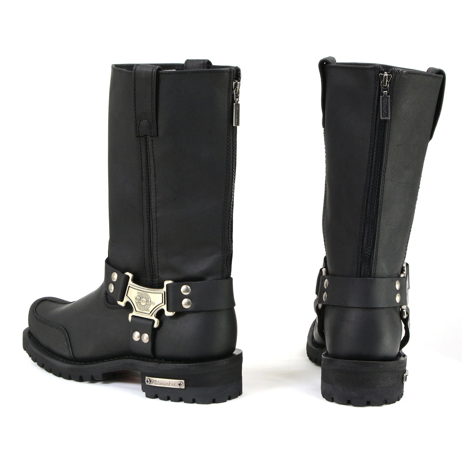 Milwaukee Motorcycle Clothing Company MB411 Men's Black Drag Harness Motorcycle Leather Boots - Image 5
