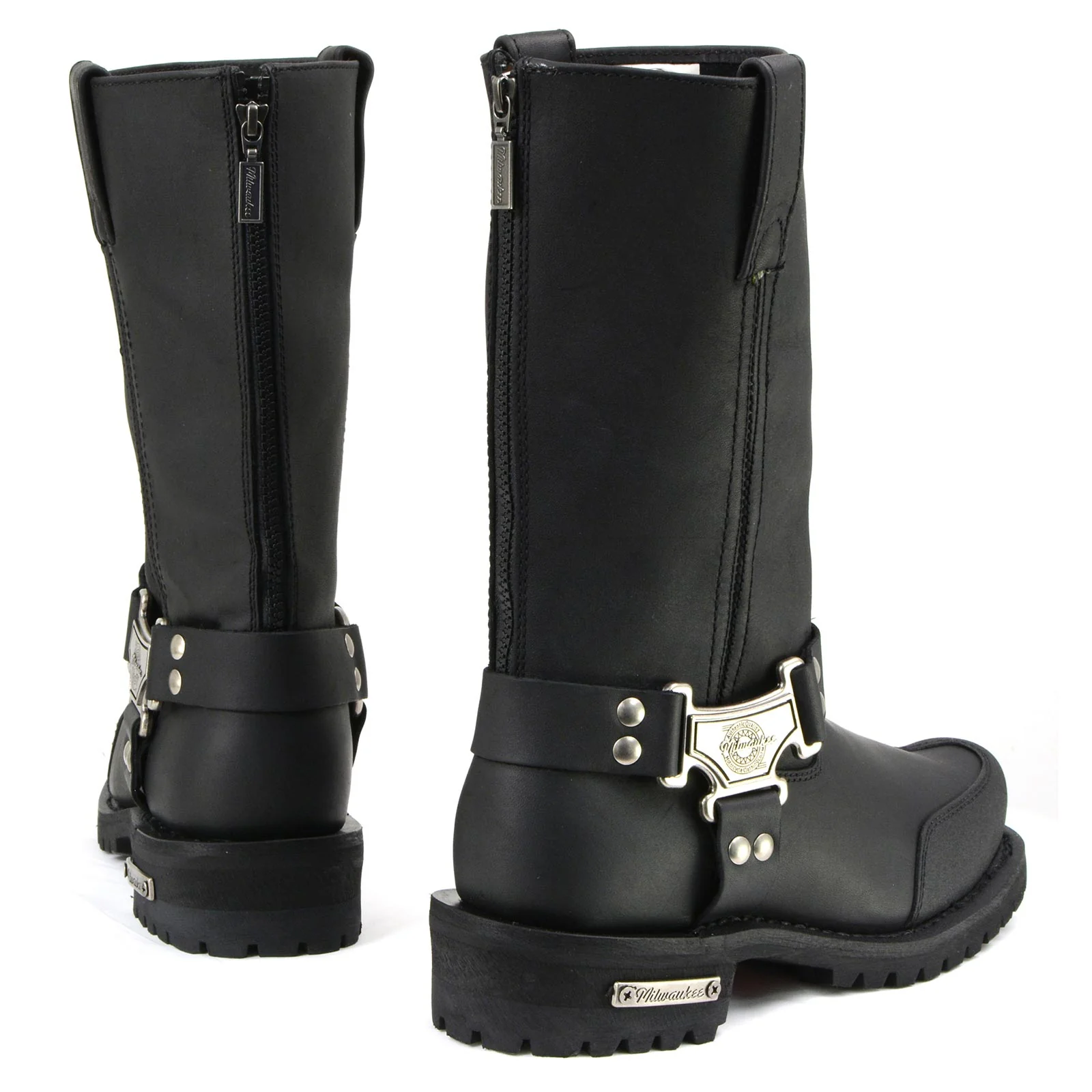 Milwaukee Motorcycle Clothing Company MB411 Men's Black Drag Harness Motorcycle Leather Boots - Image 6