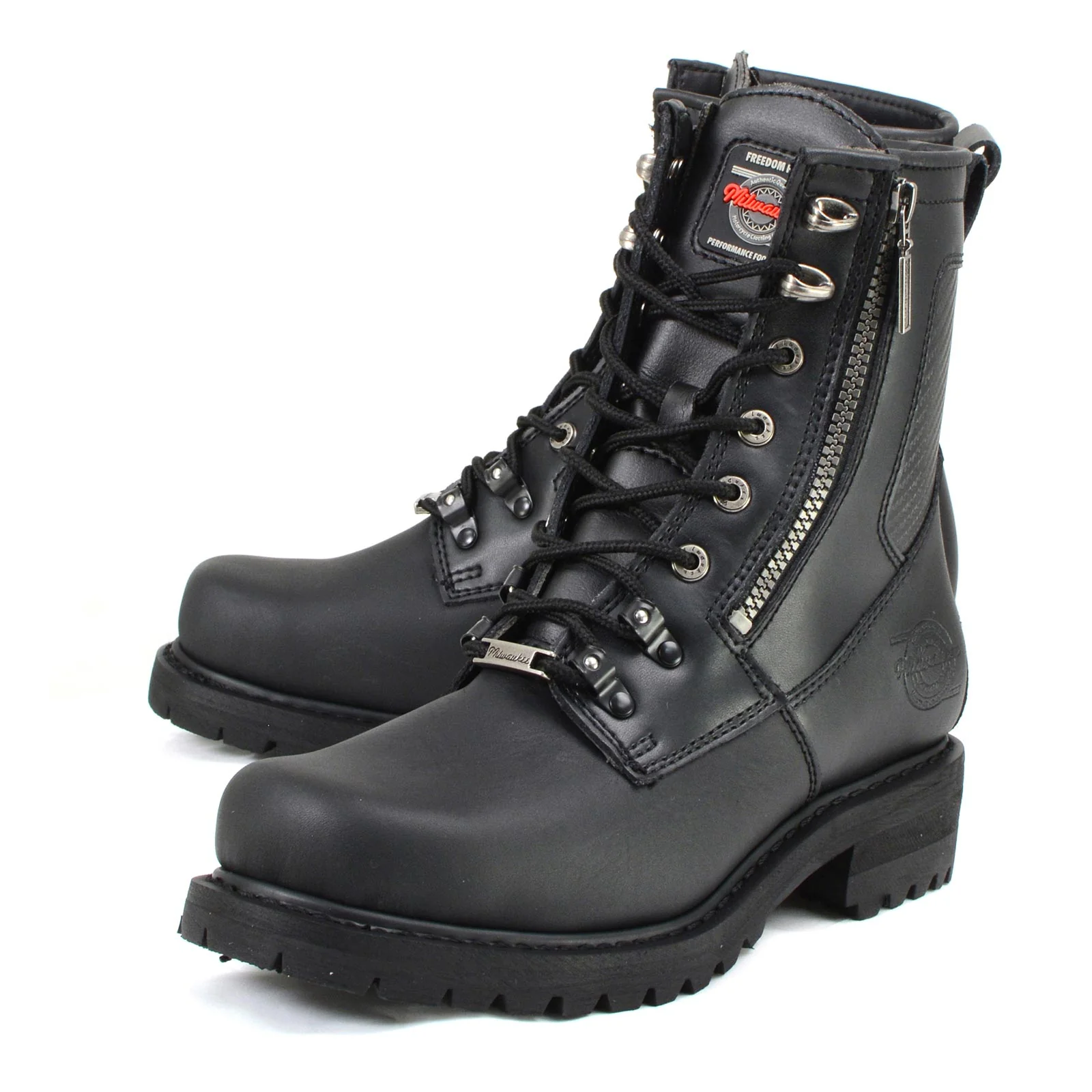 Milwaukee Motorcycle Clothing Company MB416 Men's Black Trooper Motorcycle Leather Boots - Image 16