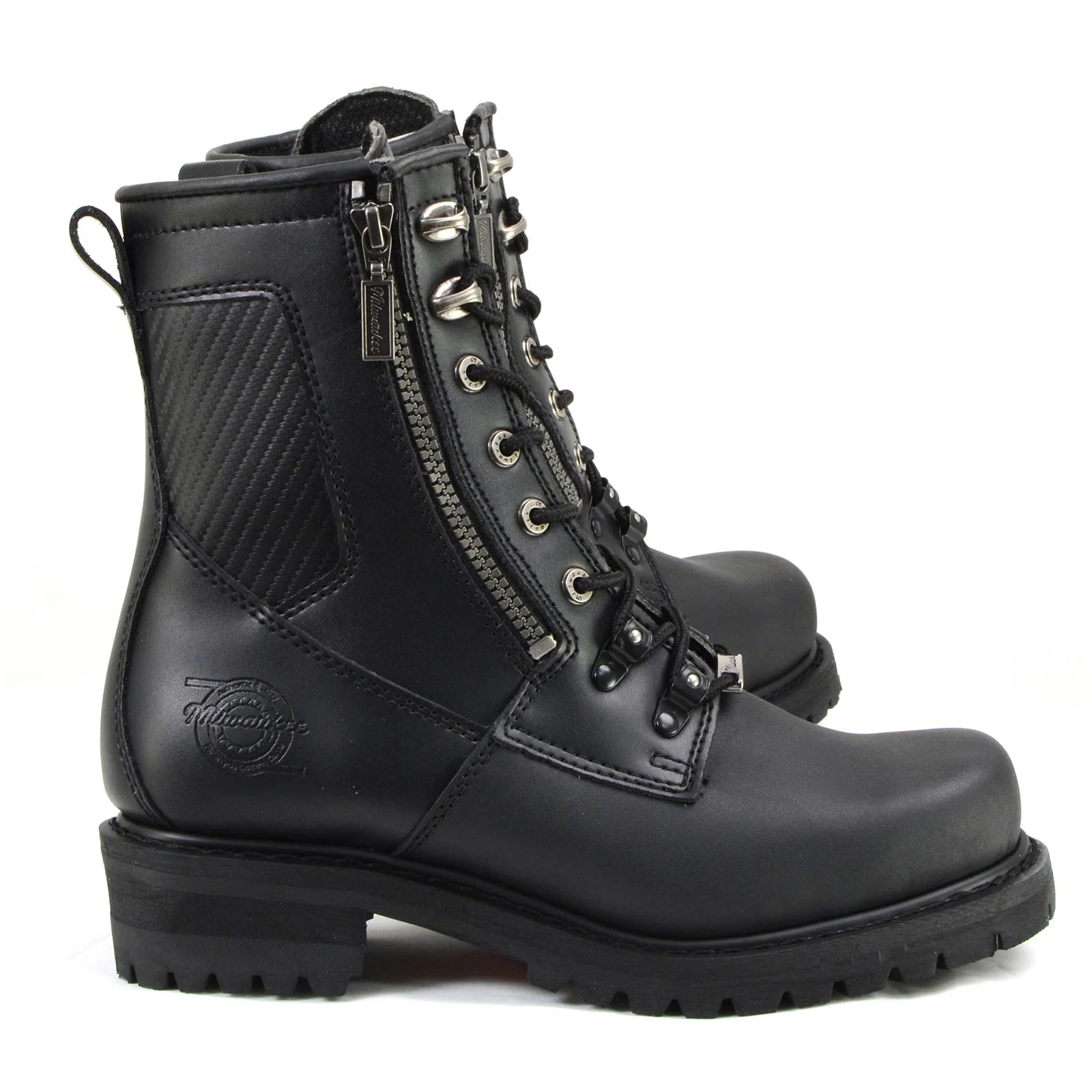 Milwaukee Motorcycle Clothing Company MB416 Men's Black Trooper Motorcycle Leather Boots - Image 7