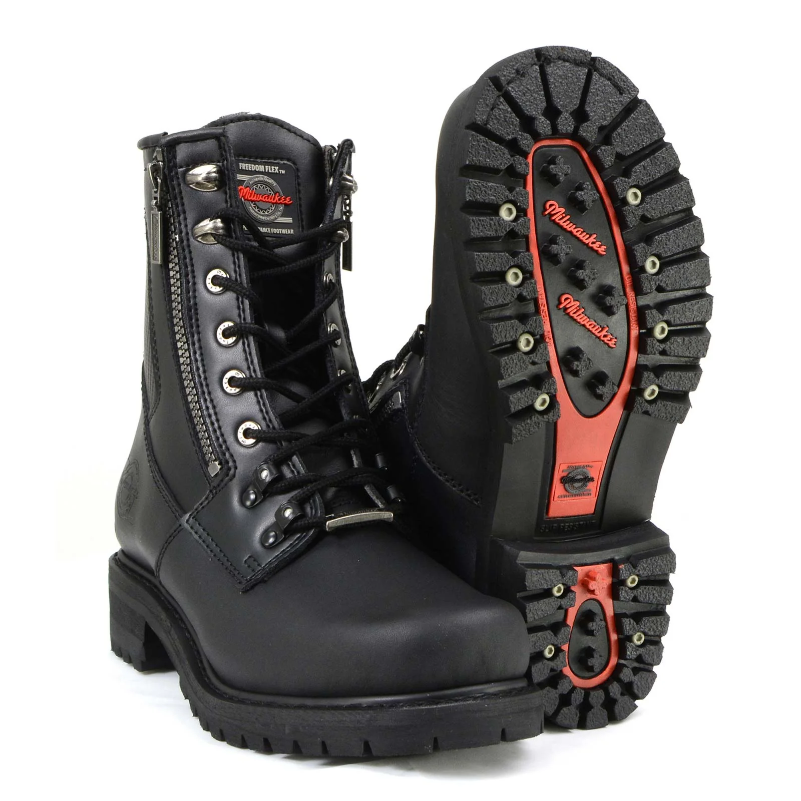 Milwaukee Motorcycle Clothing Company MB416 Men's Black Trooper Motorcycle Leather Boots - Image 8