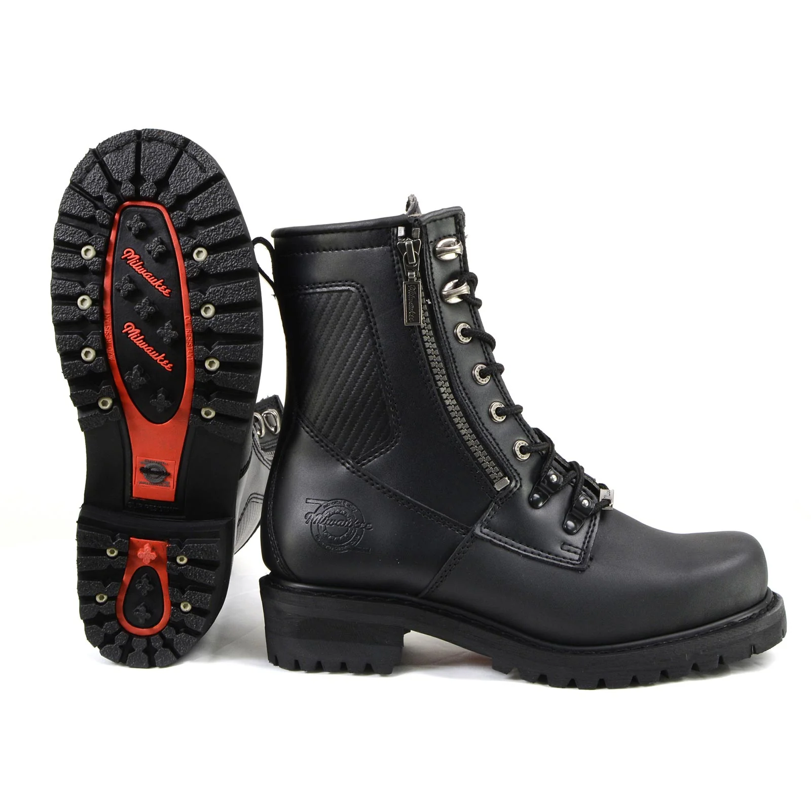 Milwaukee Motorcycle Clothing Company MB416 Men's Black Trooper Motorcycle Leather Boots - Image 9