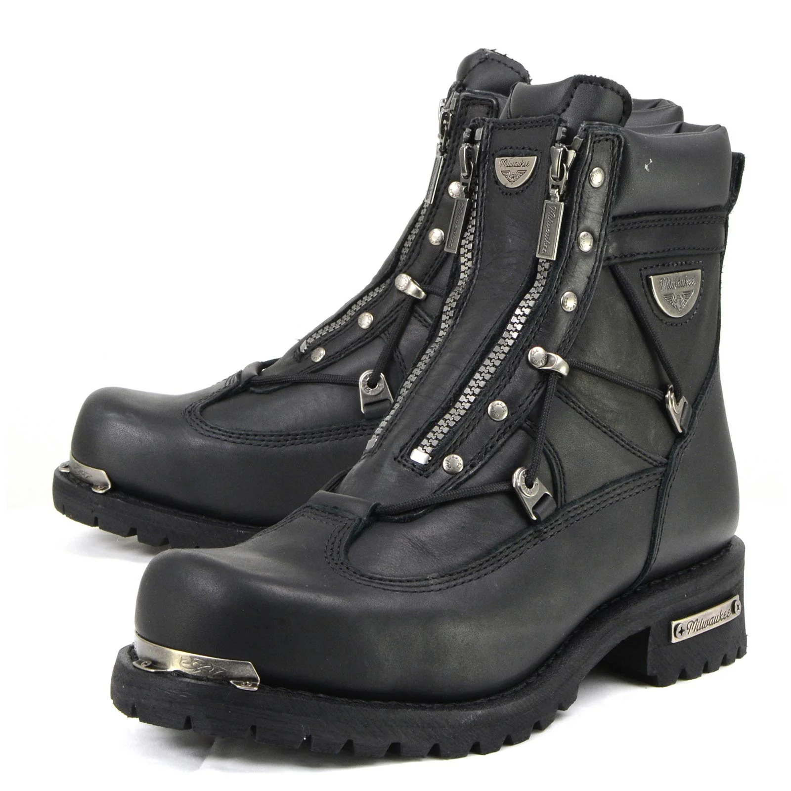 Milwaukee Motorcycle Clothing Company MB440 Men's Black Throttle Motorcycle Leather Boots - Image 10