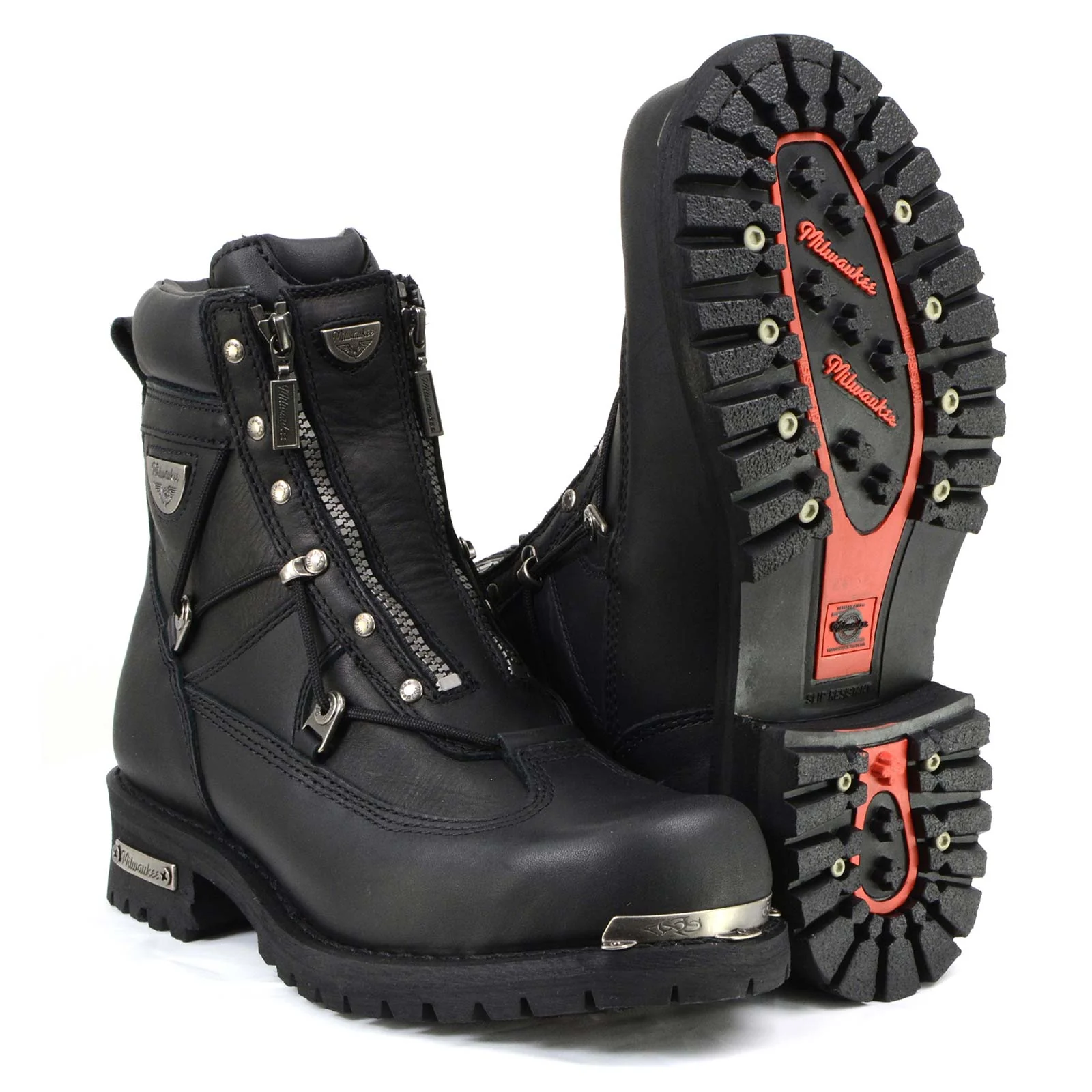 Milwaukee Motorcycle Clothing Company MB440 Men's Black Throttle Motorcycle Leather Boots - Image 11