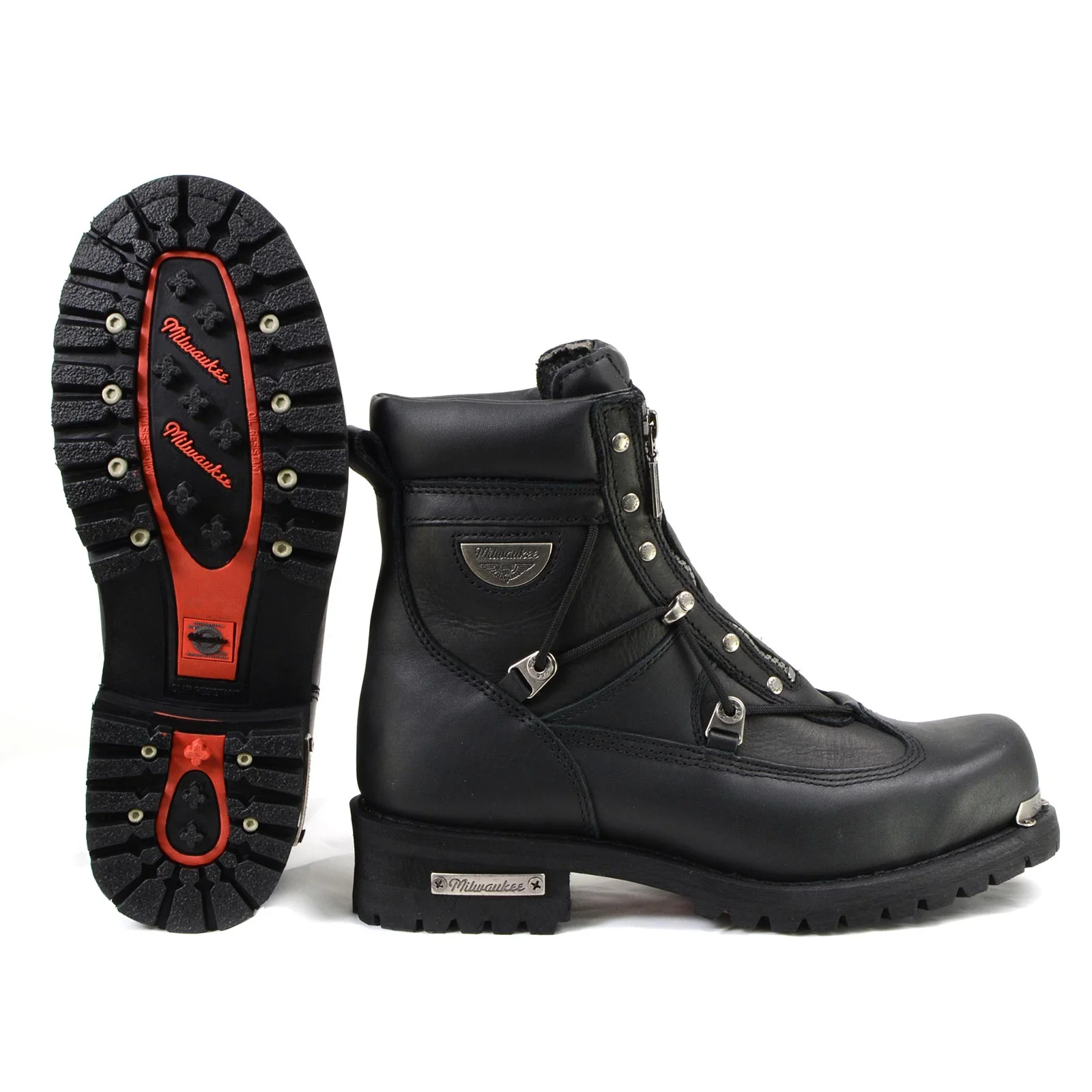 Milwaukee Motorcycle Clothing Company MB440 Men's Black Throttle Motorcycle Leather Boots - Image 12