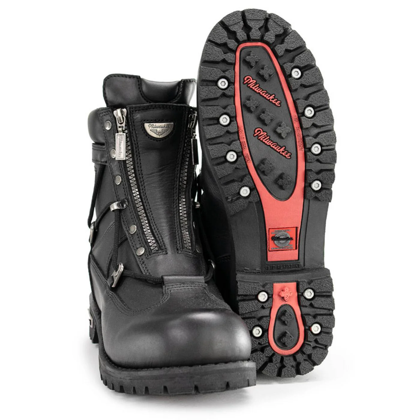 Milwaukee Motorcycle Clothing Company MB440 Men's Black Throttle Motorcycle Leather Boots - Image 13