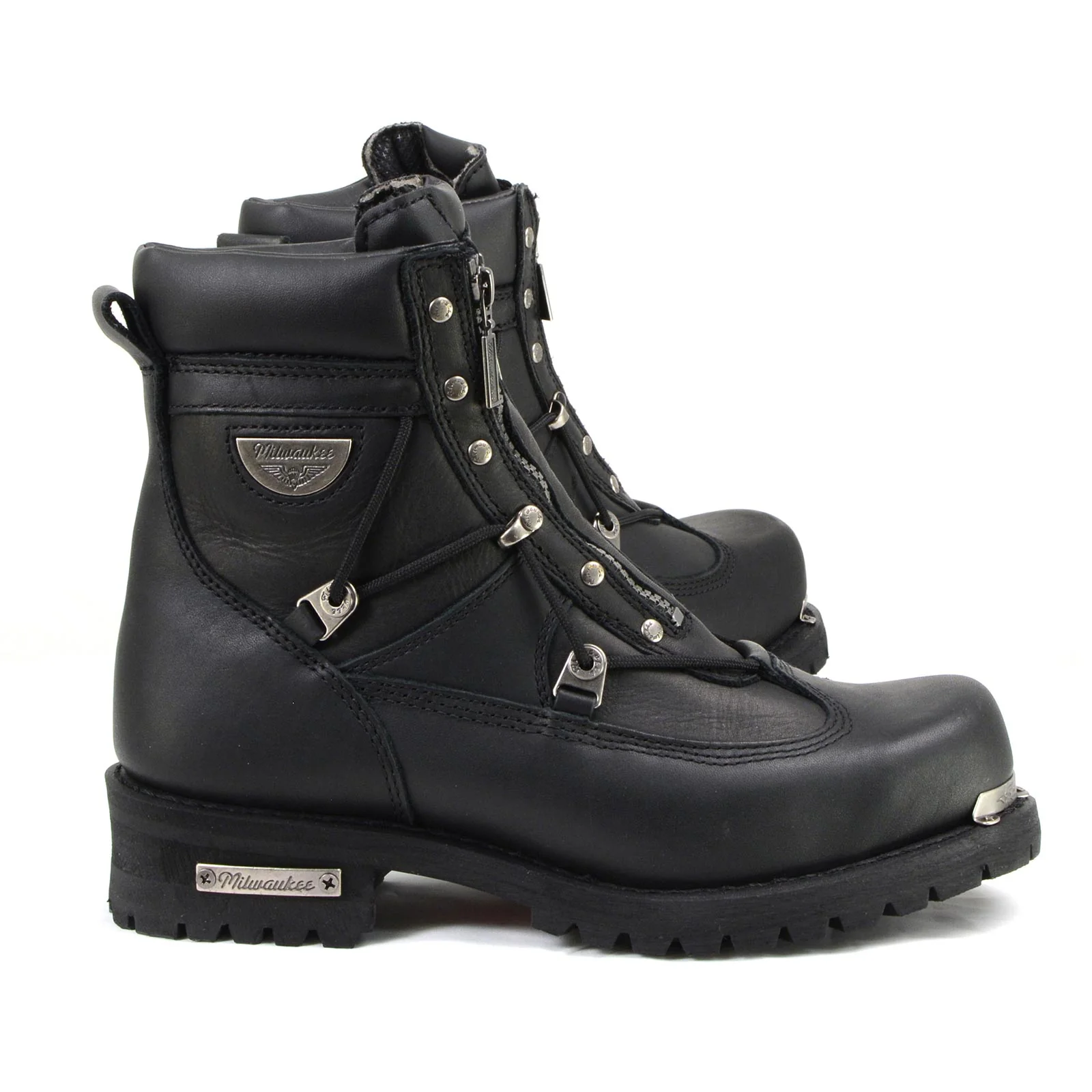 Milwaukee Motorcycle Clothing Company MB440 Men's Black Throttle Motorcycle Leather Boots - Image 7