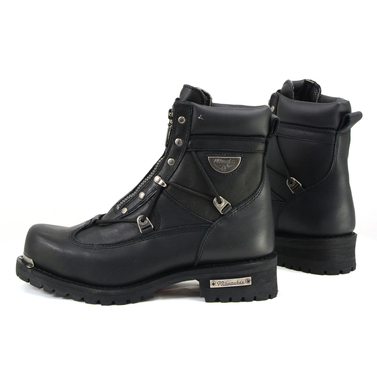Milwaukee Motorcycle Clothing Company MB440 Men's Black Throttle Motorcycle Leather Boots - Image 8
