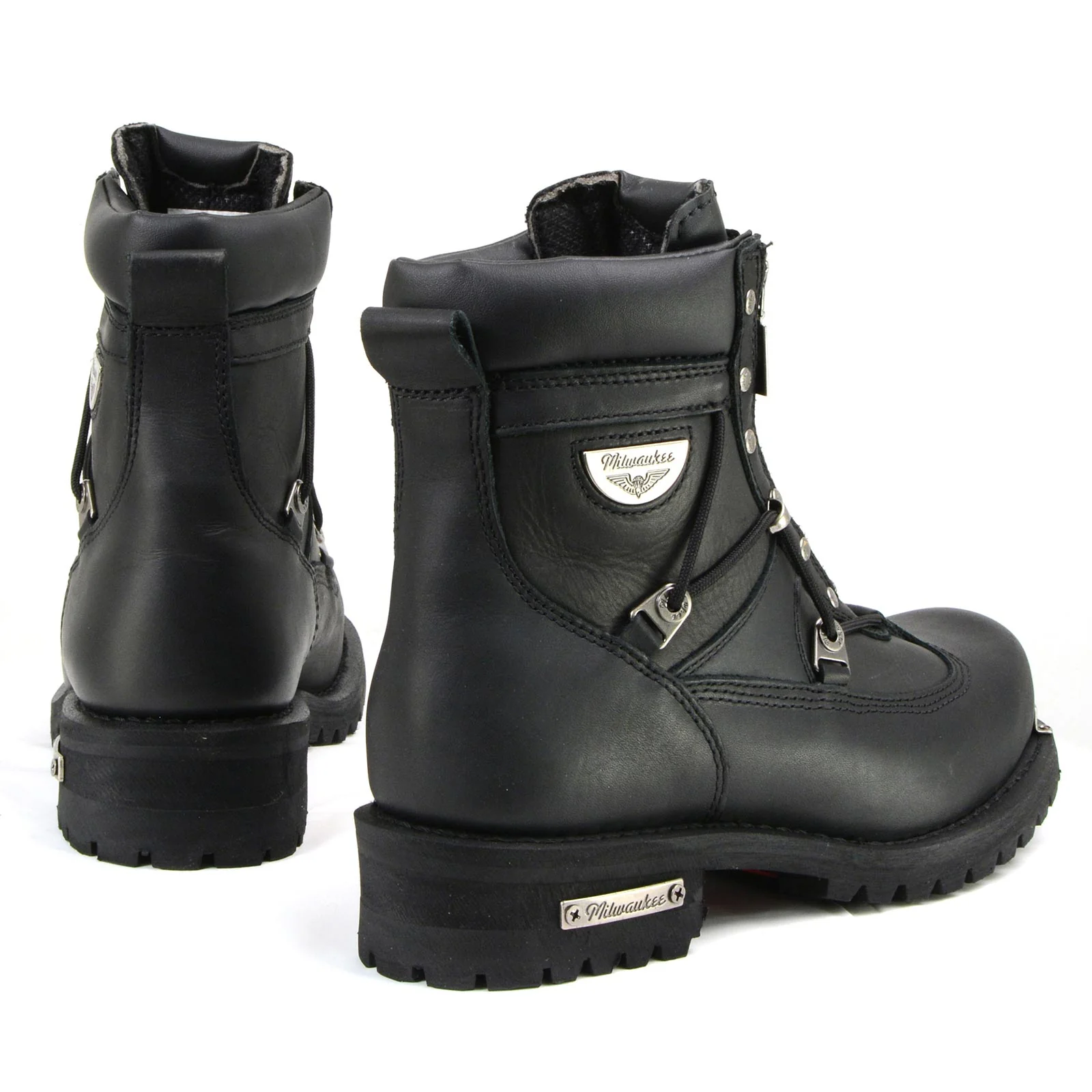Milwaukee Motorcycle Clothing Company MB440 Men's Black Throttle Motorcycle Leather Boots - Image 9