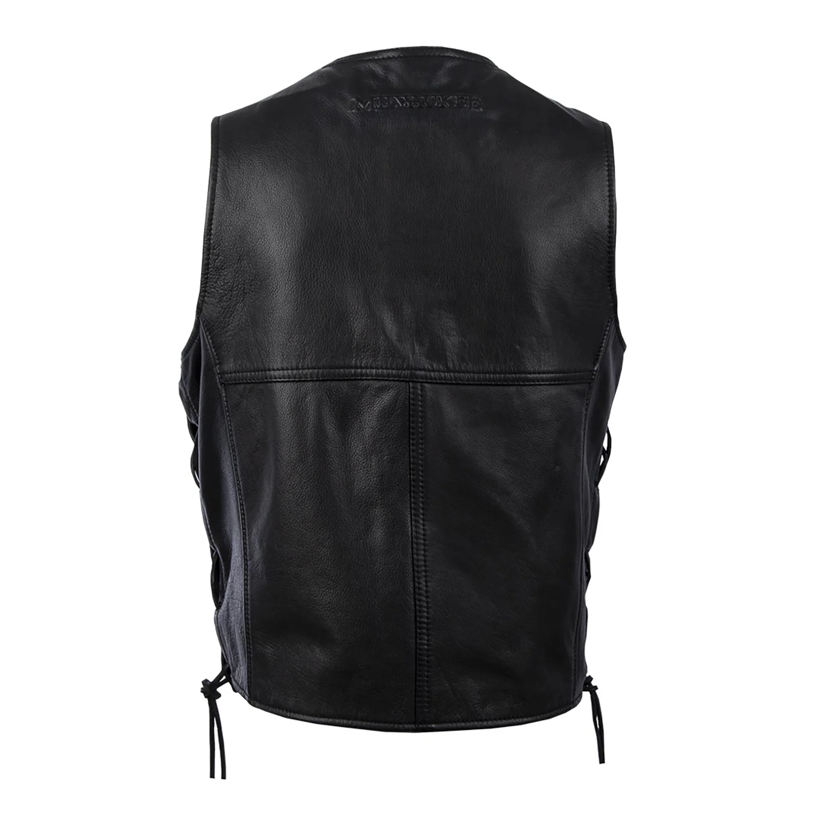 Milwaukee Motorcycle Clothing Company MV3020 Men's Black Leather Side Laced Motorcycle Vest - Image 7