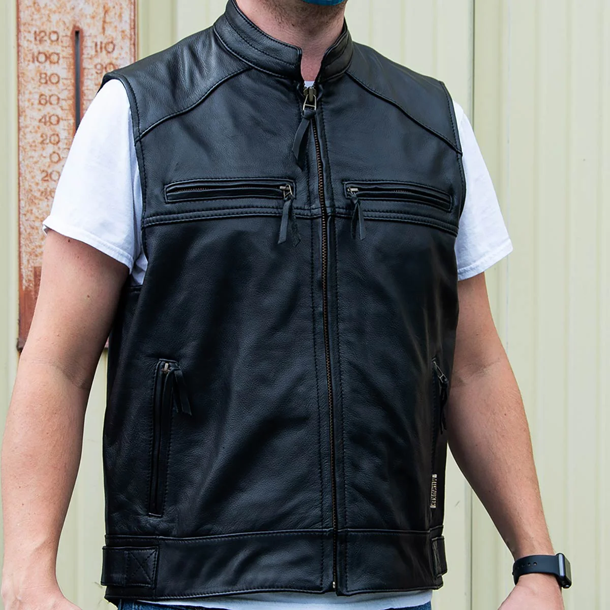Milwaukee Motorcycle Clothing Company MV3520 Men's Black Leather Ducktail Motorcycle Vest - Image 3