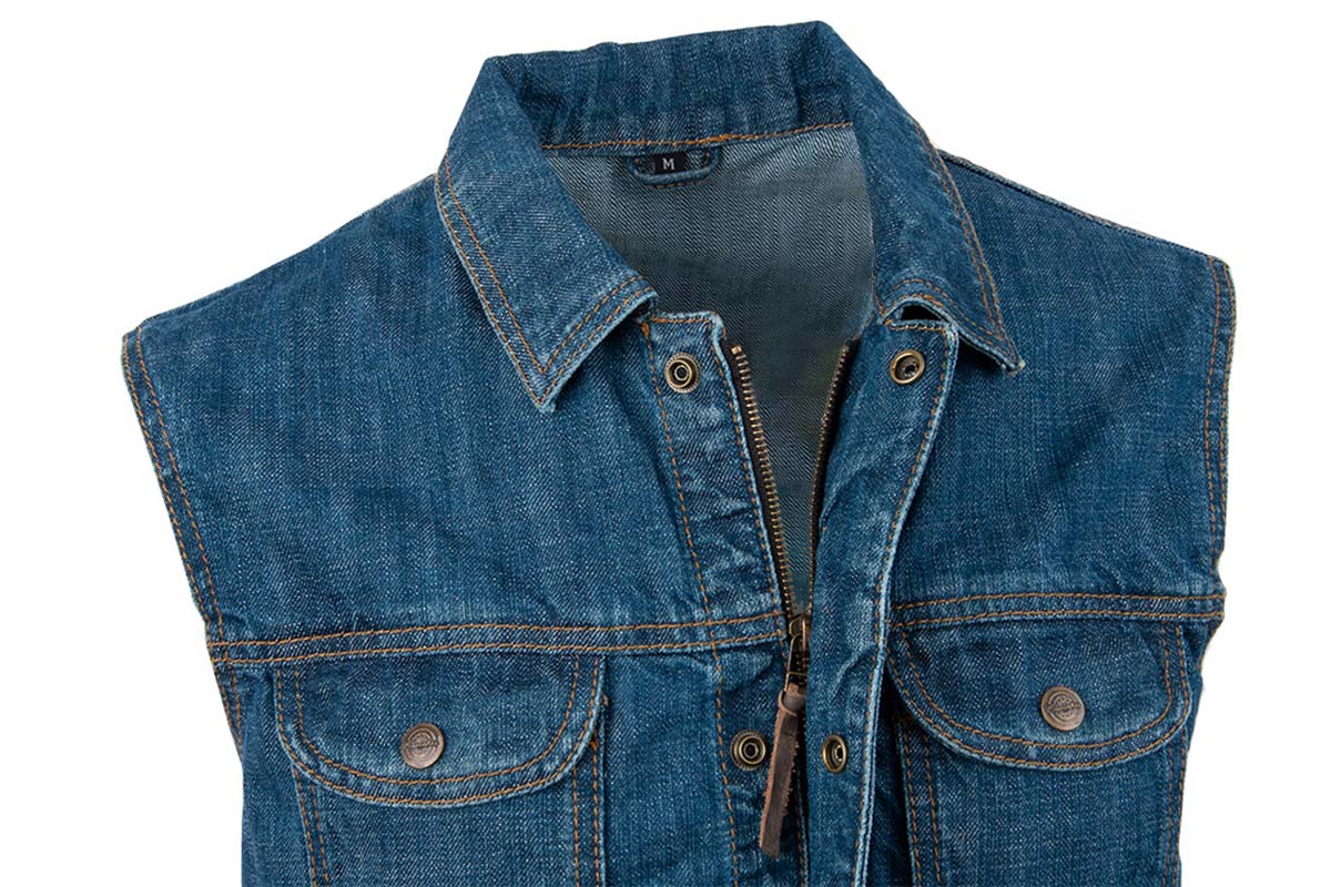 Milwaukee Motorcycle Clothing Company MV3850 Men's Blue Denim Stone Washed Motorcycle Vest - Image 5
