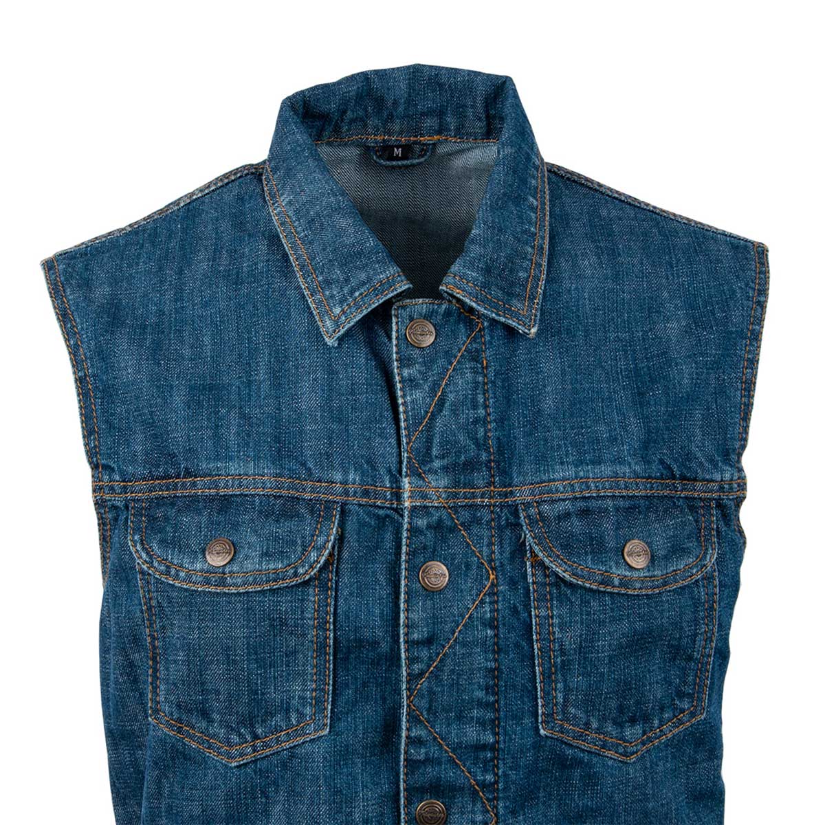 Milwaukee Motorcycle Clothing Company MV3850 Men's Blue Denim Stone Washed Motorcycle Vest - Image 6