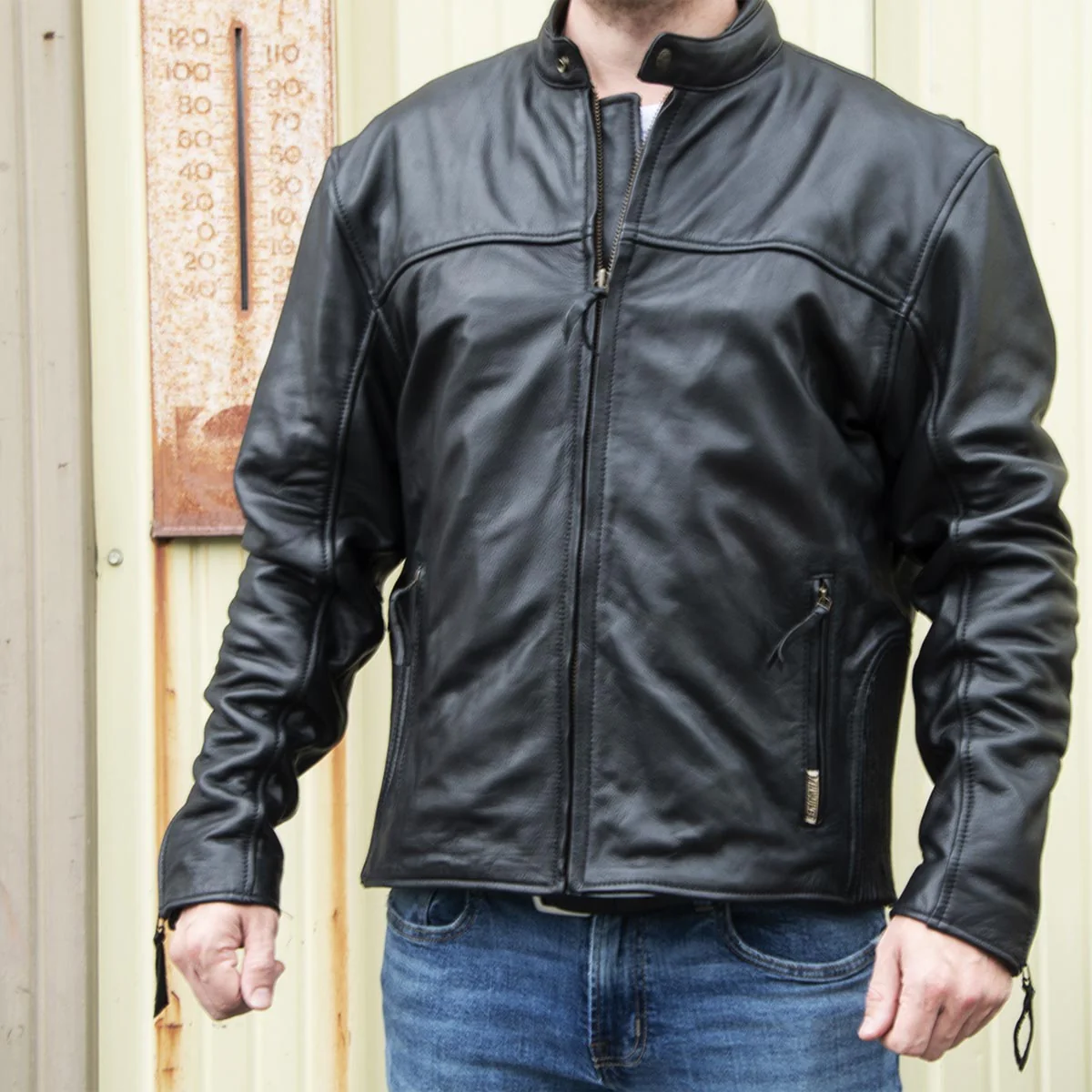 Milwaukee Motorcycle Clothing Company MV5020 Men's Black Motorcycle Leather Jacket with Scotter Collar - Image 3