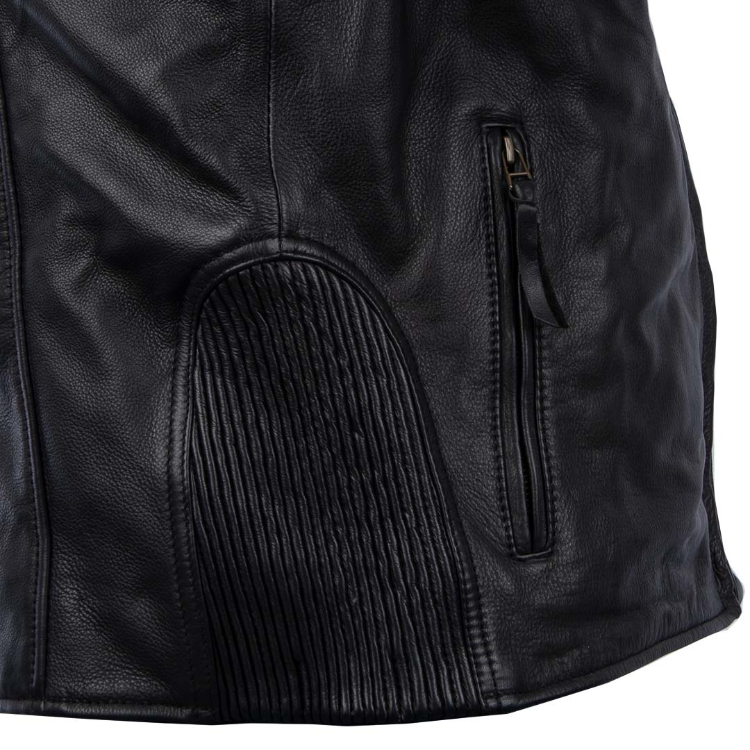 Milwaukee Motorcycle Clothing Company MV5020 Men's Black Motorcycle Leather Jacket with Scotter Collar - Image 6
