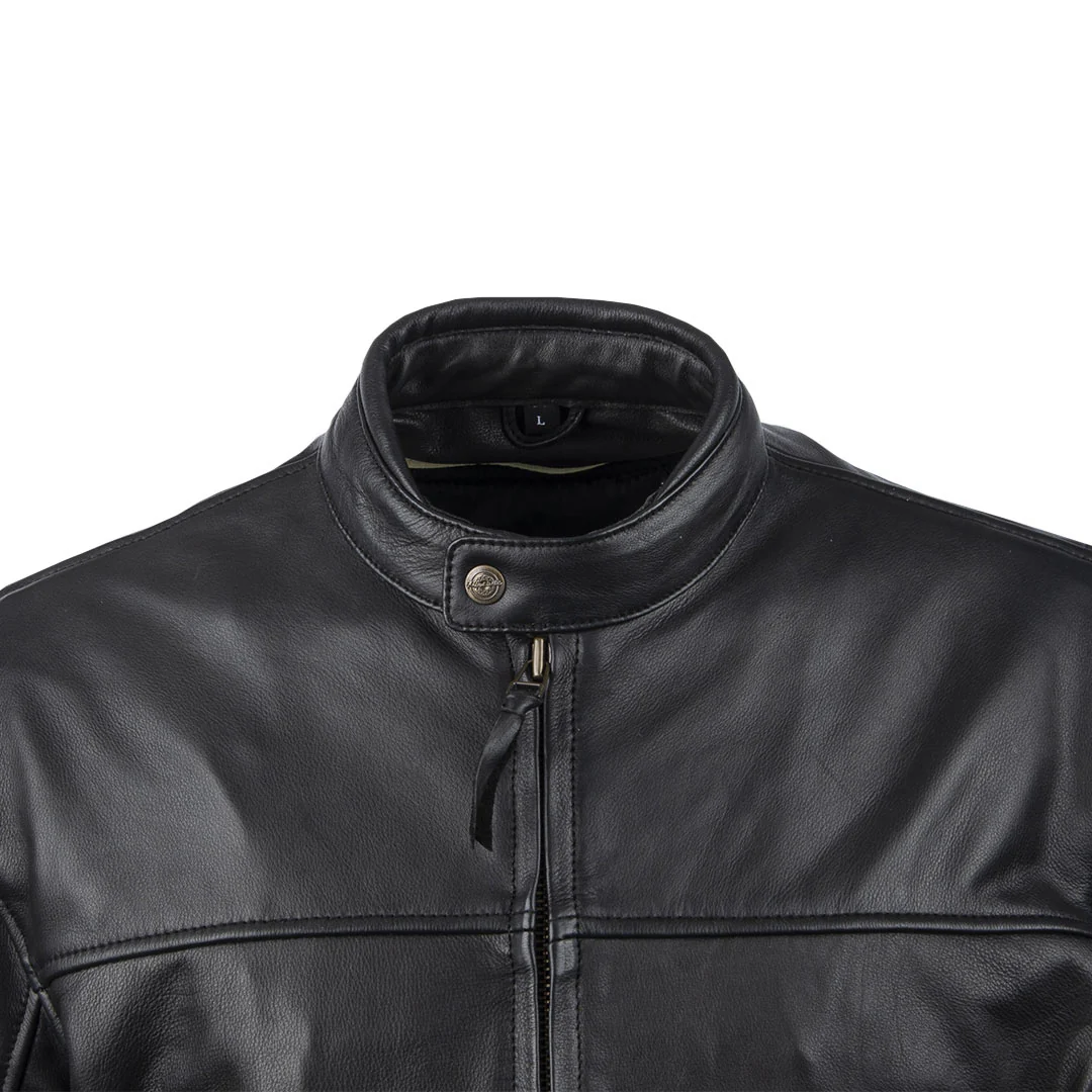 Milwaukee Motorcycle Clothing Company MV5020 Men's Black Motorcycle Leather Jacket with Scotter Collar - Image 8