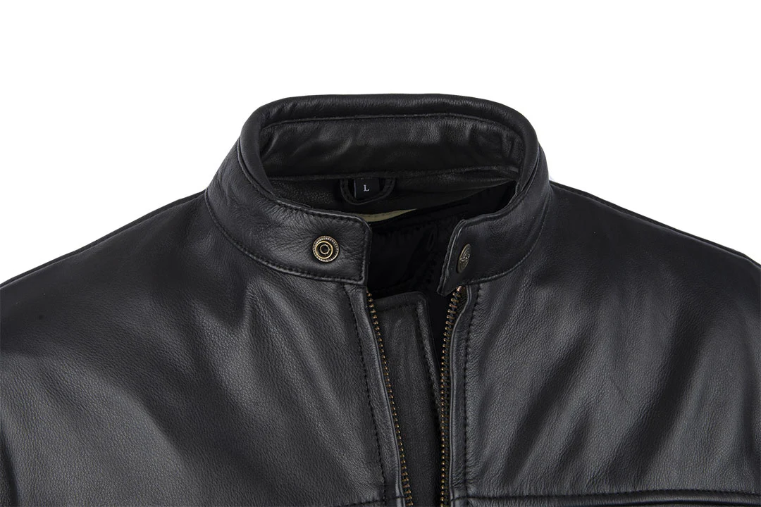 Milwaukee Motorcycle Clothing Company MV5020 Men's Black Motorcycle Leather Jacket with Scotter Collar - Image 9