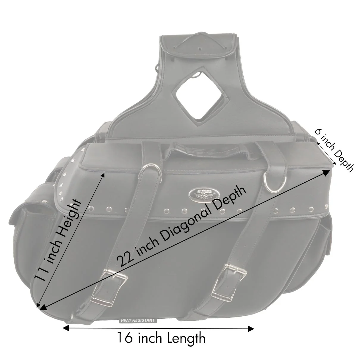 Milwaukee Leather SH574ZB Black Large Zip-Off PVC Throw Over Riveted Motorcycle Saddlebags - Image 4