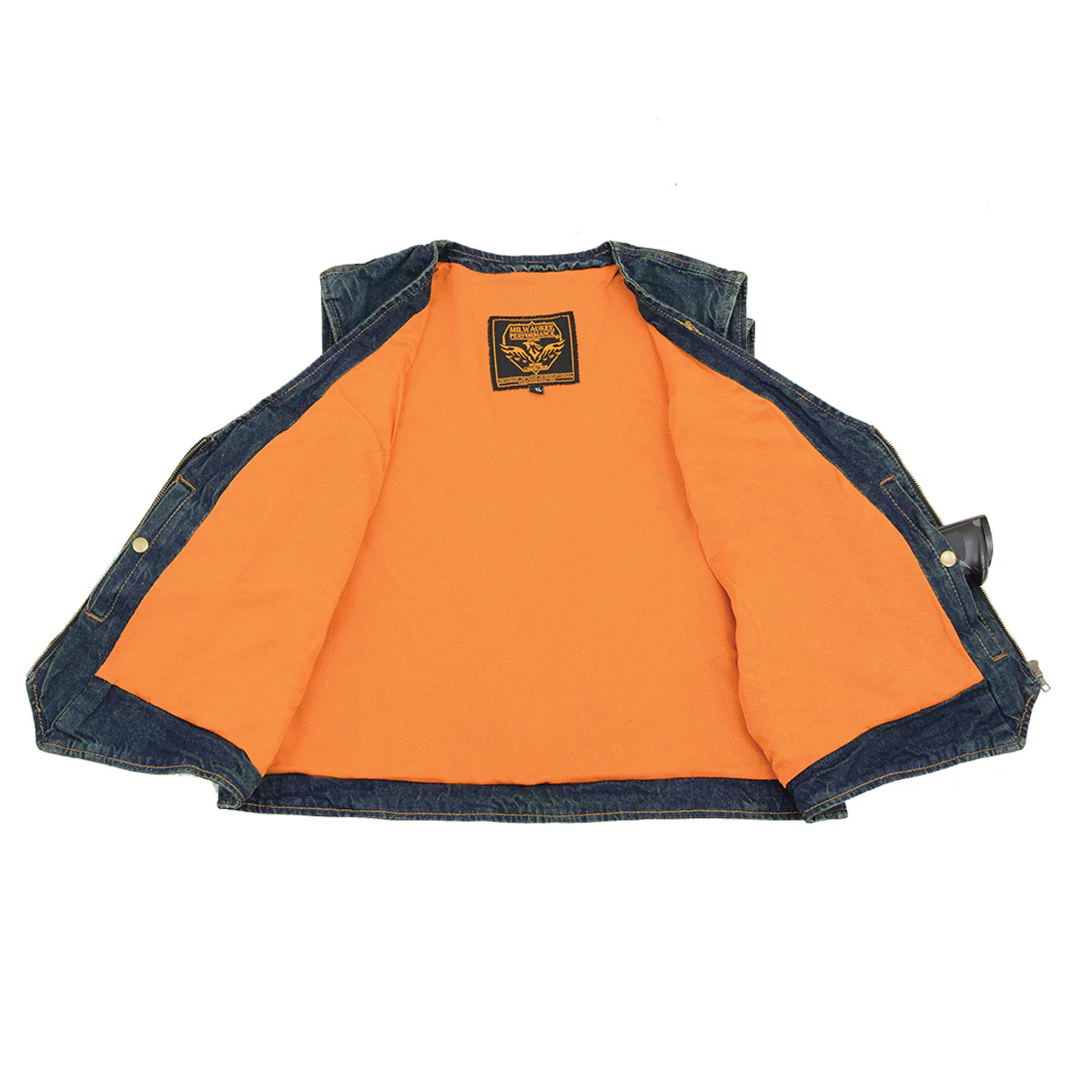 Milwaukee Leather DM1246 Women's Blue Denim Vest with V-Neck Collar - Image 4
