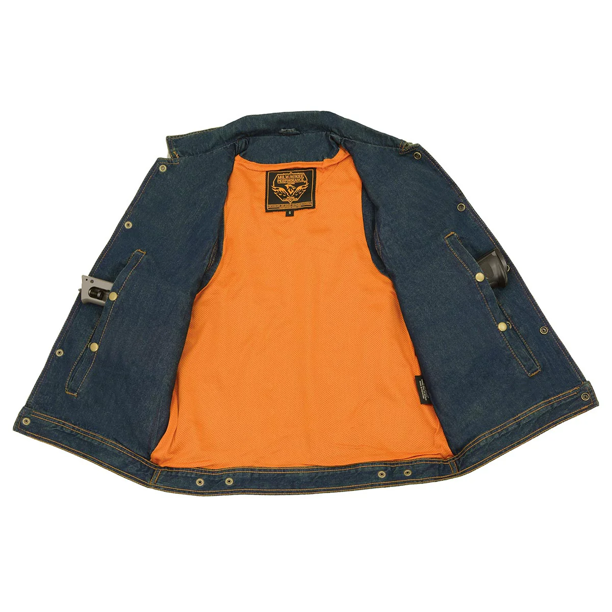 Milwaukee Leather DM1331 Men's Blue Denim Motorcycle Biker Riders Vest w/ Shirt Style Collar - Image 4