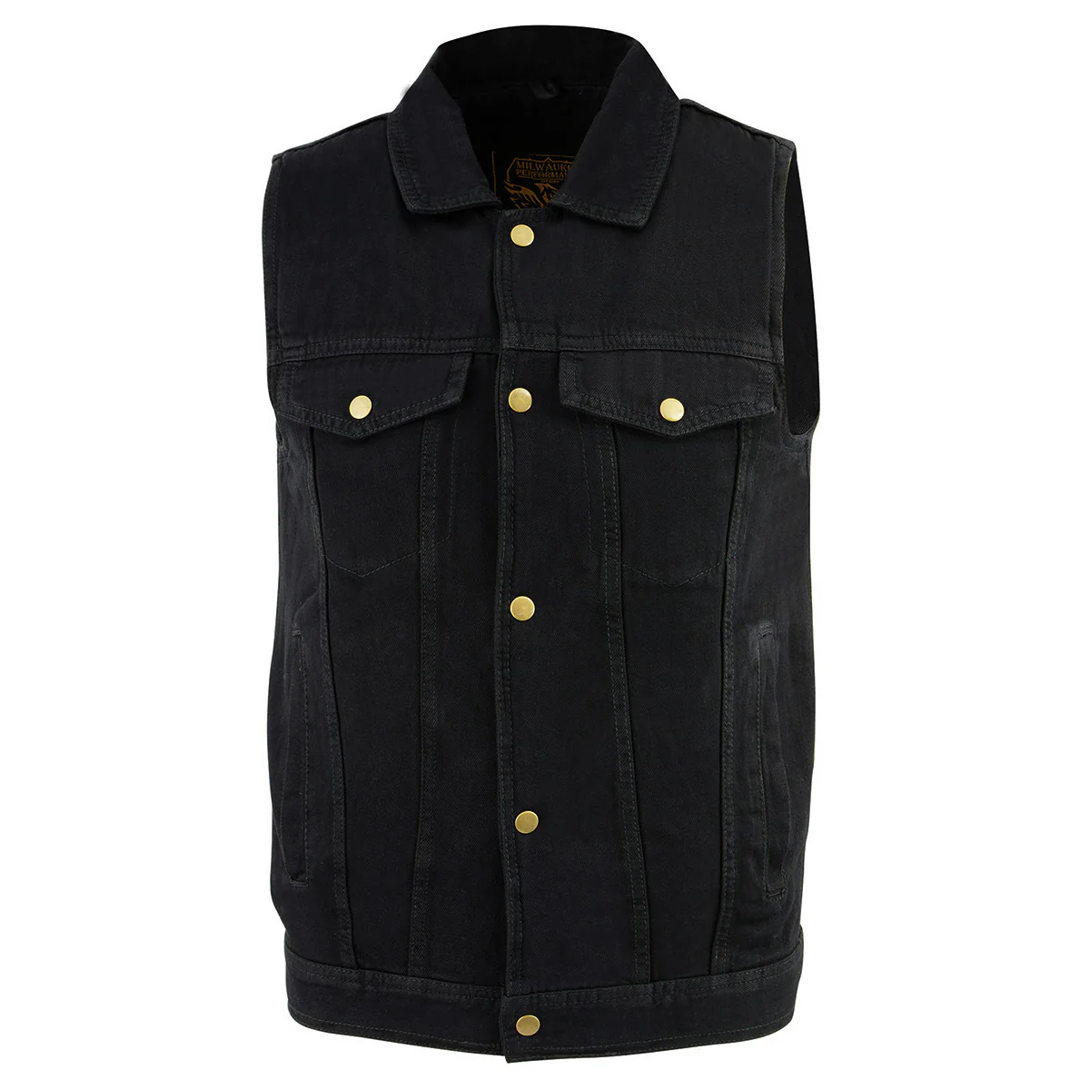 Milwaukee Leather DM1331 Men's Black Denim Motorcycle Biker Riders Vest w/ Shirt Style Collar - Image 10